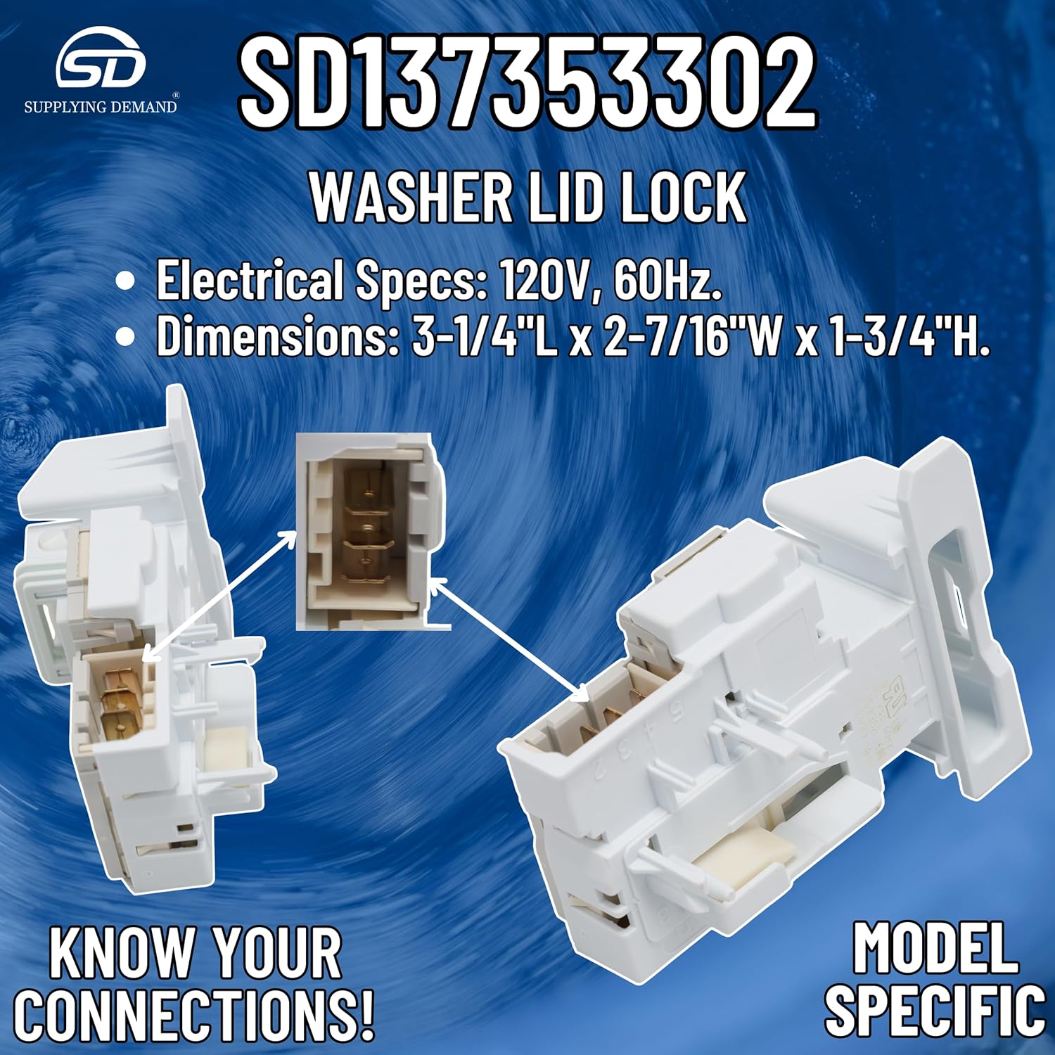 Supplying Demand 137353302 Washer Lid Lock Door Latch Switch - Replaces 4245274, PS11703540