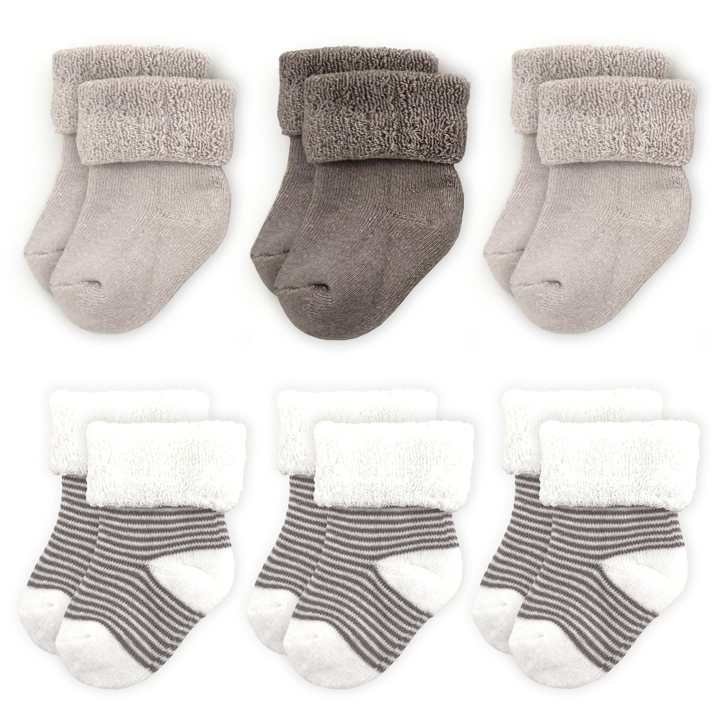6 Paires Chaussettes Bébé Hiver - Coton épais, Motifs Animaux - Tailles 0-3 Ans - Chauffantes Et Douces