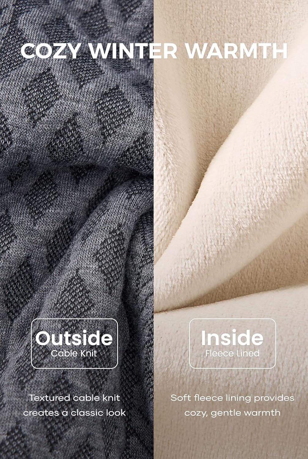 Men's Textured Thermal Sweatshirt Heavyweight Fleece Lined Pullover with Elbow Patches (S-XXL) - Image 4