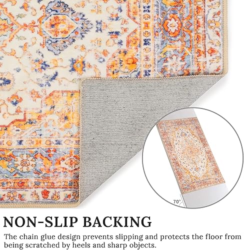 Miniatura 13 de MUJOO Alfombras lavables a máquina, alfombras pequeñas de 2 x 3 pies, antideslizantes, bohemias, para entrada, cocina, baño, dormitorio, alfombra