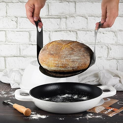 Miniatura 9 de Horno holandés de hierro fundido esmaltado para hornear pan de masa madre, olla de 6 cuartos de galón con tapa, juego de utensilios de cocina de
