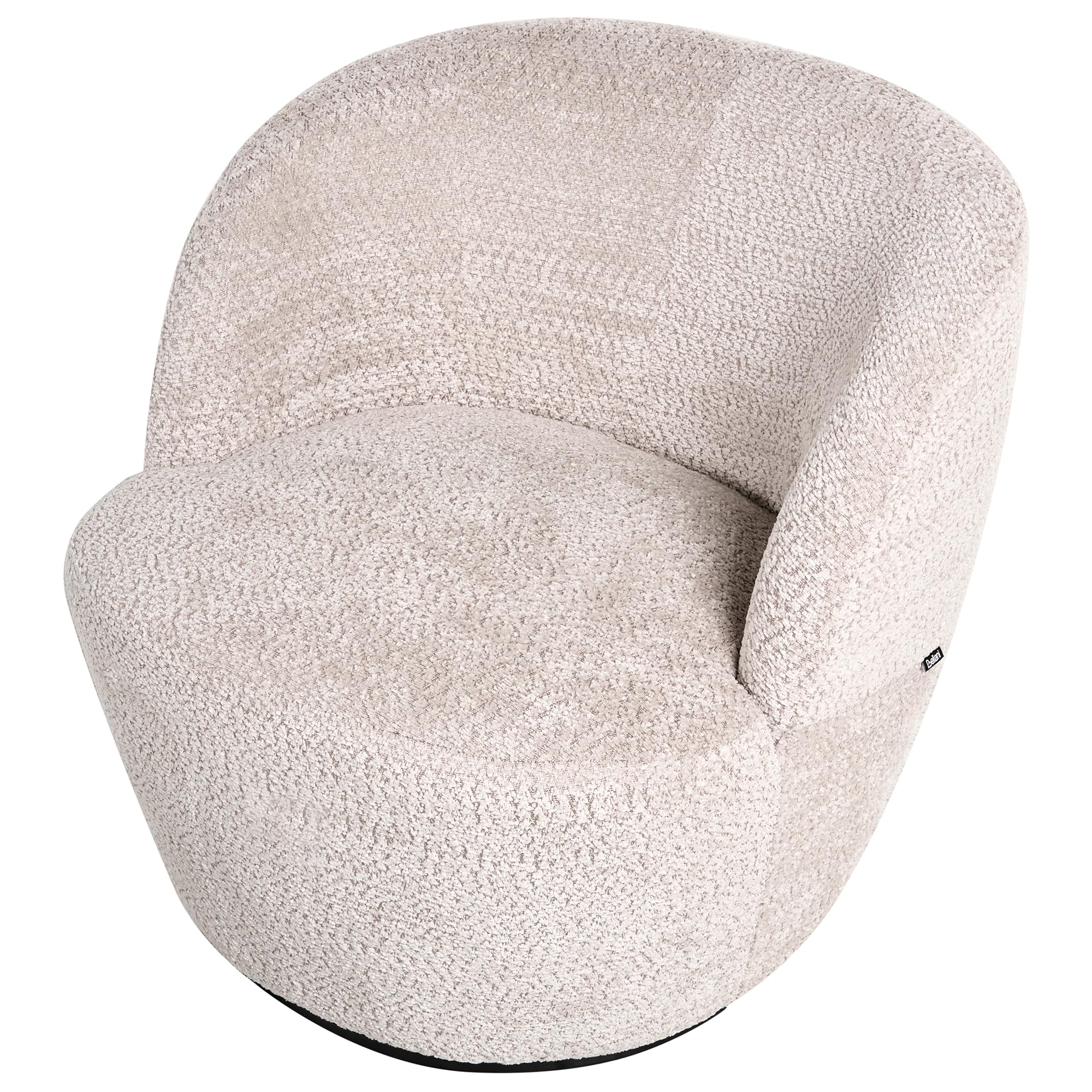 Beliani Sillón Giratorio Moderno con tapizado de Chenilla reposabrazos y Asiento Ancho salón Beige Kuolpa