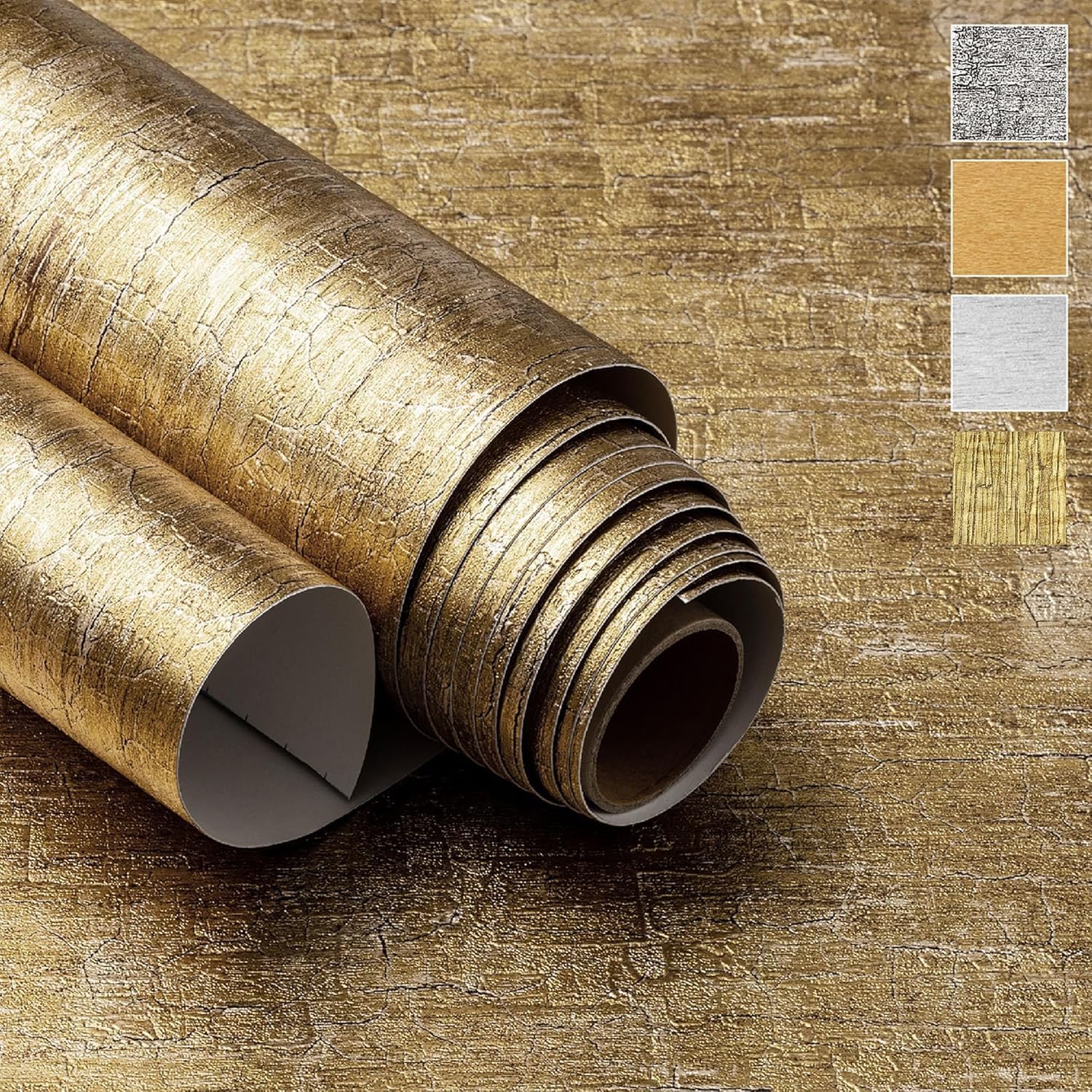 Very Berry Sticker Gold Peel and Stick Wallpaper (15.7" x 118") Metallic Contact Paper for Luxury Home Decor Furniture & Walls, Renter Friendly, Self-Adhesive, Waterproof Vinyl