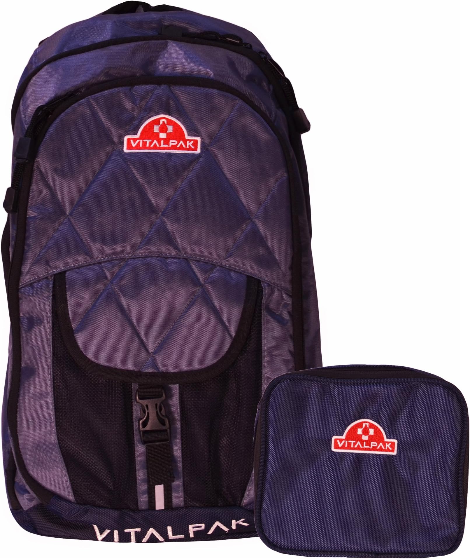 Medical Backpack with Removable Snap-in Essentials Kit, Dark Grey and Navy,