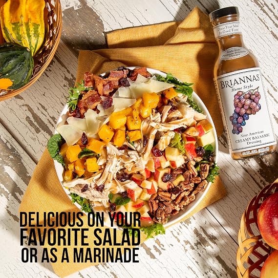 BRIANNAS - Home Style New American Creamy Balsamic Dressing Fine Salad Dressing made with Premium Ingredients - Gluten Free Dressing - 12 oz. Bottle