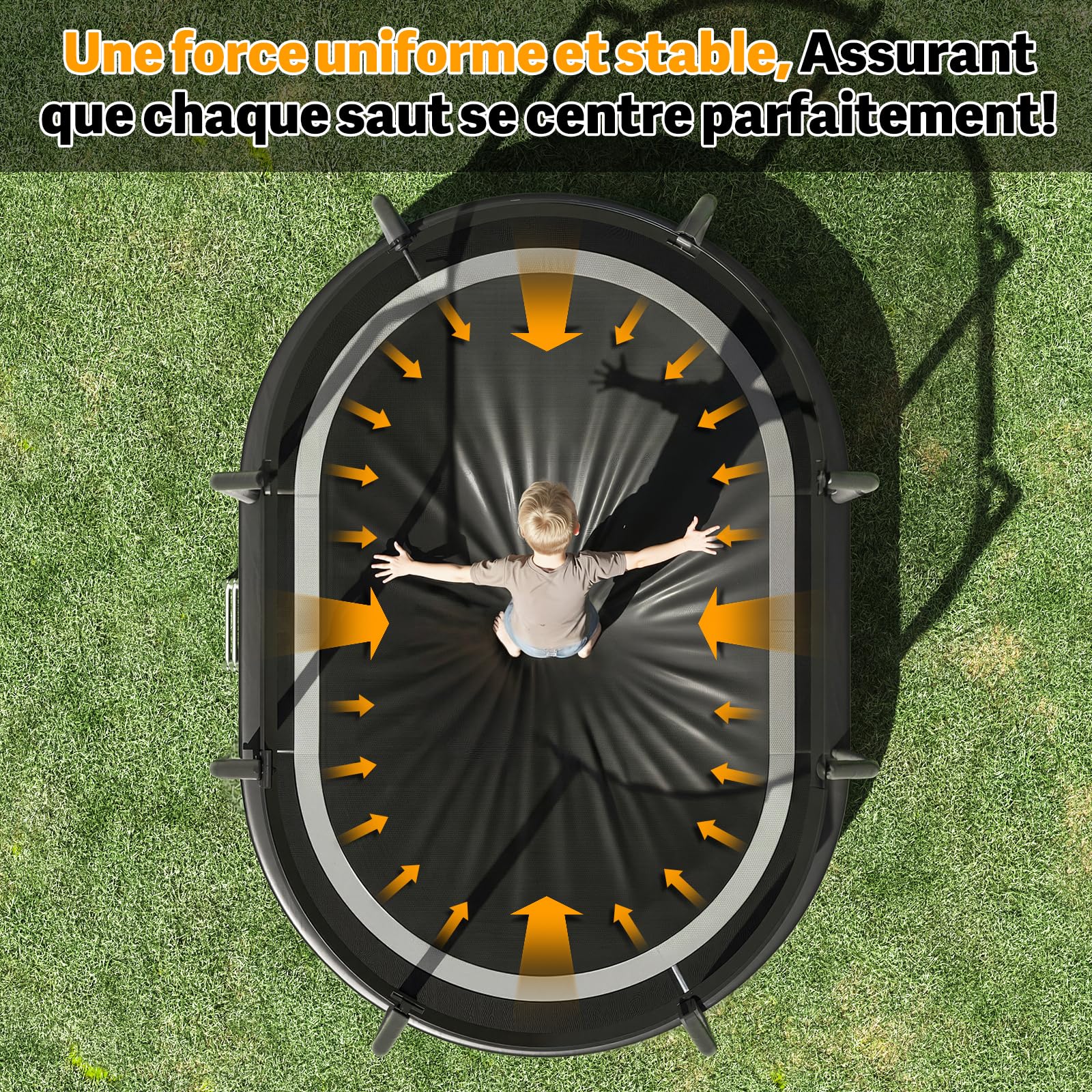 Devoko Trampoline d'extérieur - Grand Ovale 10 x 7FT 12 x 8FT, Trampoline Familial 3 en 1 avec Filet de sécurité, Cadre métallique Robuste, adapté aux Enfants et aux Adultes