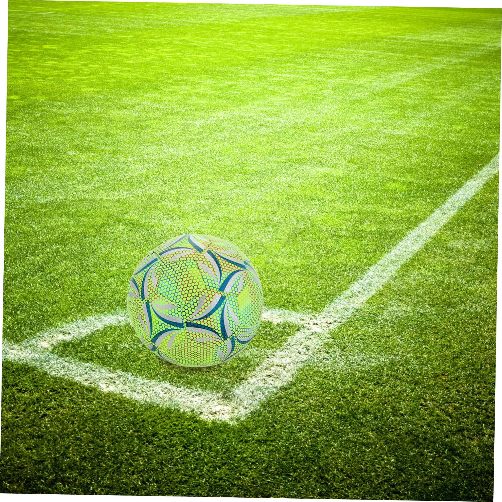 Pallone da Calcio Fluorescente Standard per Adulti e Ragazzi Resistente e Cucito Macchina per Allenamenti Diurni e Notturni su Campi di Calcio