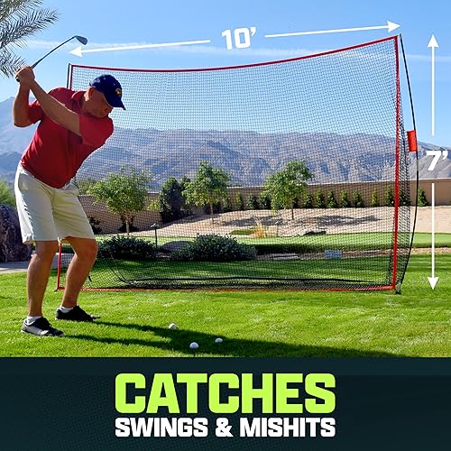 Miniatura 4 de GoSports Red para practicar golf – Elige entre tamaños enormes de red de 10 x 7 pies o 7 x 7 pies – Rango de conducción personal