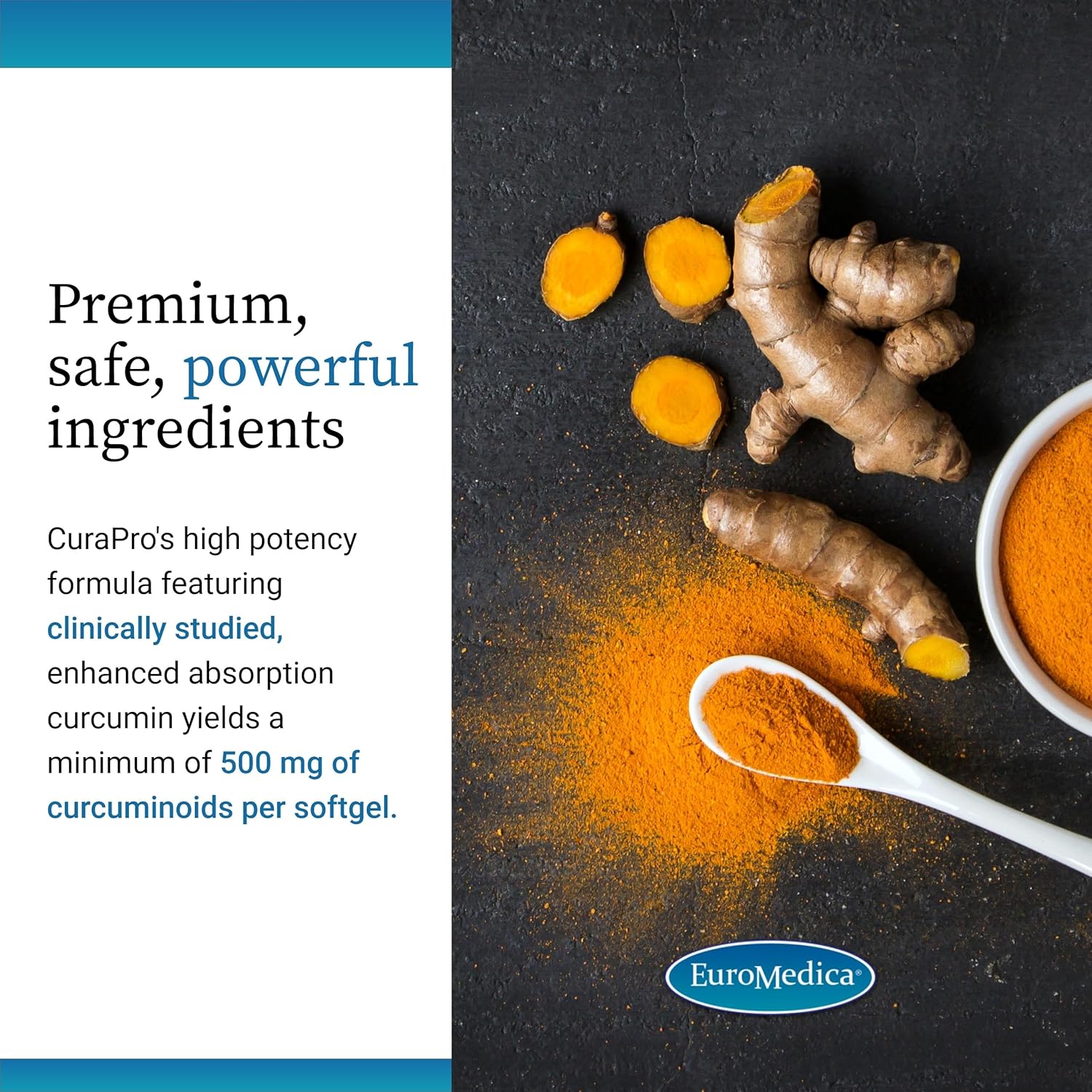 EuroMedica CuraPro 375 mg - Liver, Heart & Brain Health Support - Turmeric Essential Oil for Immune System & Antioxidant Support - Up to 500x Stronger than Turmeric - Non-GMO - 60 Softgels (Pack of 2) - Image 5