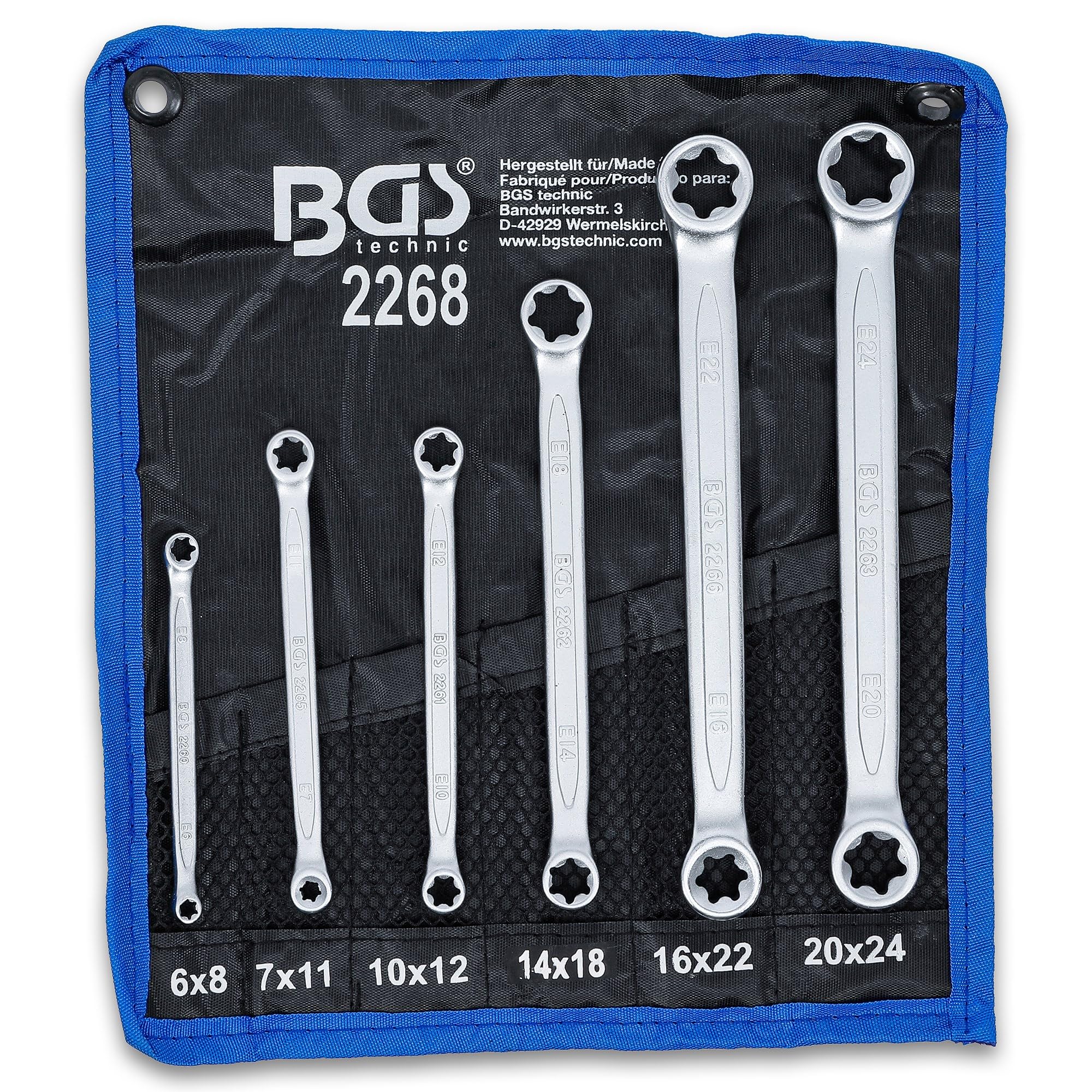 BGS 2268 | Set di chiavi a doppio anello con teste ad anello e profilo E | E6 x E8 - E20 x E24 | 6 pz.