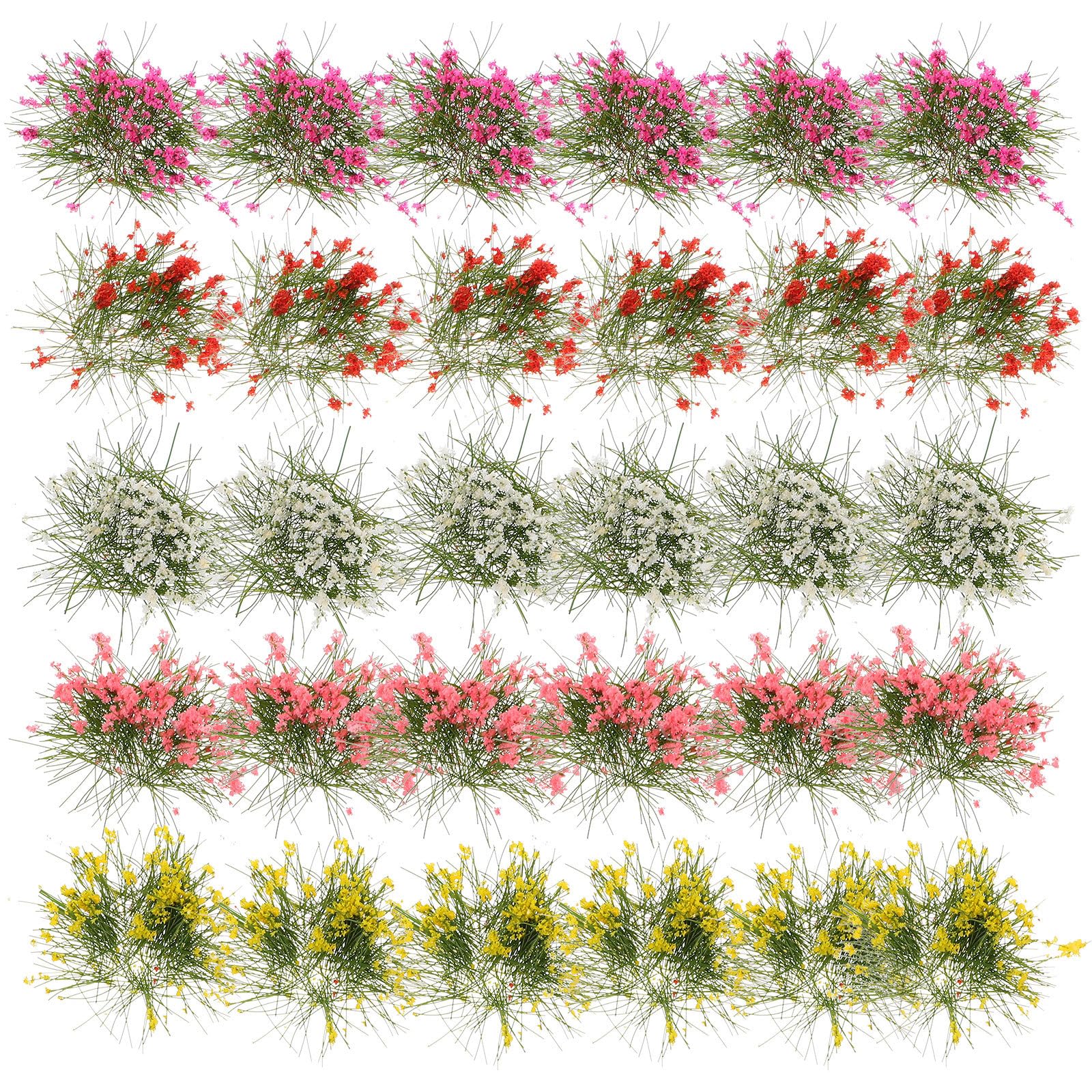 5 Pieces Flower Cluster Flower Vegetation Groups Grass Tufts Static Landscape Model DIY Miniature for Train Landscape Railway Landscape Sand Layout Model