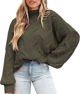 PRETTYGARDEN Women's Fall Oversized Pullover Sweaters Casual Crewneck Long Sleeve Chunky Cable Knit Tops Winter Clothing