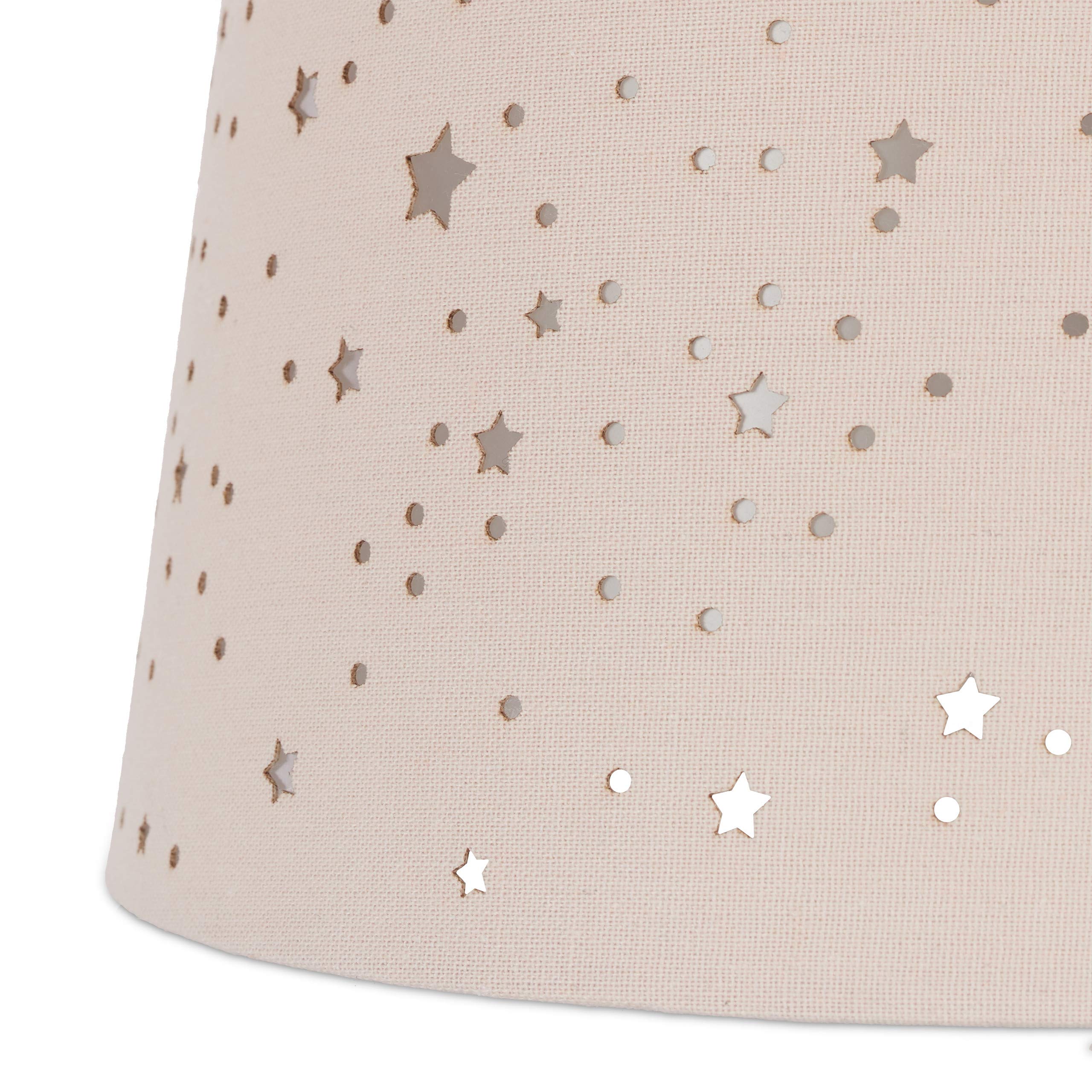 Relaxdays Lámpara de techo infantil, Estrellas, Iluminación colgante para niños, Pantalla redonda, Rosa