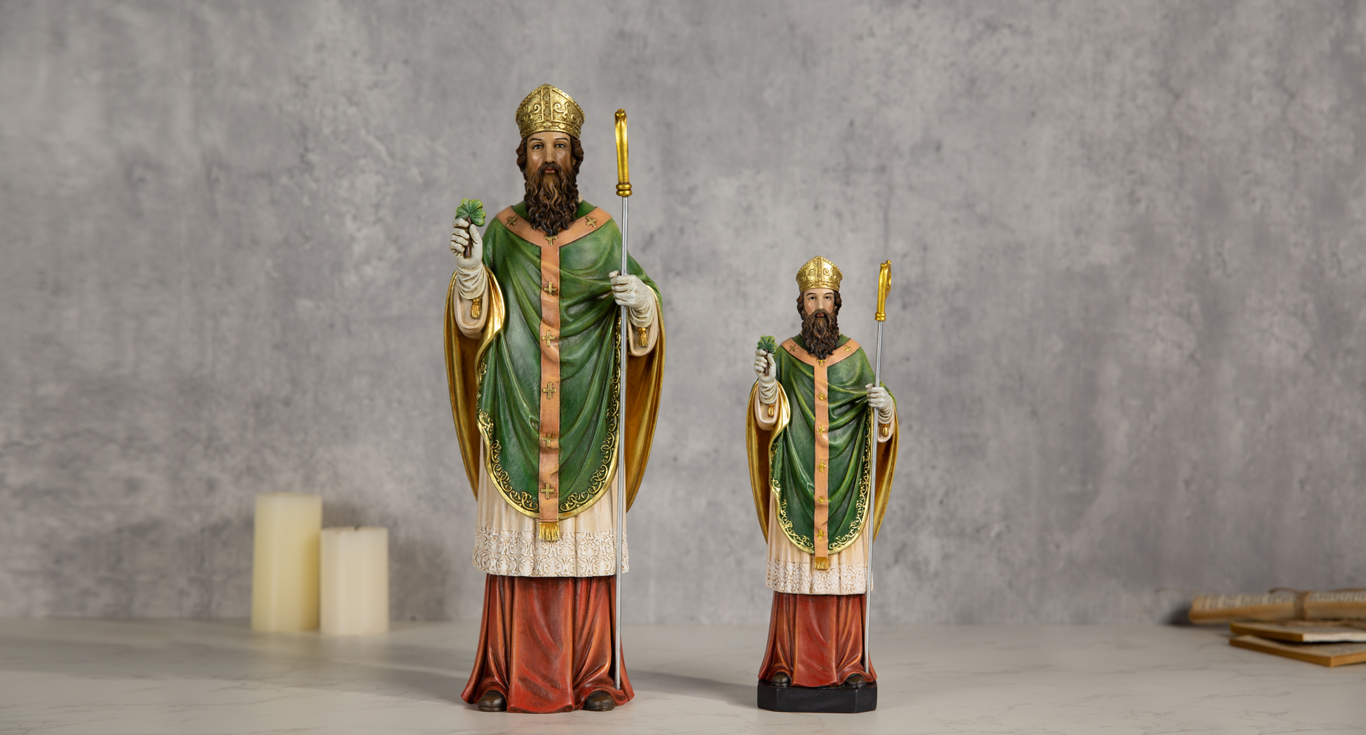 Estatua de San Patricio 10.5" H en Resina Pintada miniatura 7