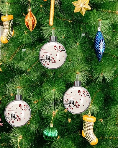 Miniatura 4 de Adornos de bolas de Navidad para árbol de Navidad decoraciones de Navidad inastillables para el día de San Valentín diseño de pájaro corazón árbol