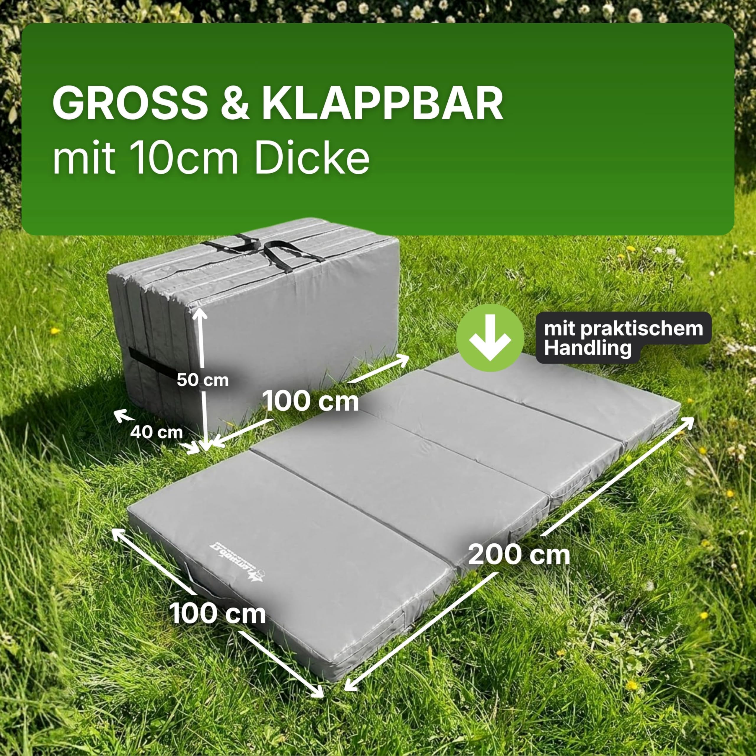 Gartenpirat Universal Bodenmatte 200x100x10 cm Sportmatte Kinder Weichbodenmatte 4-teilig klappbar