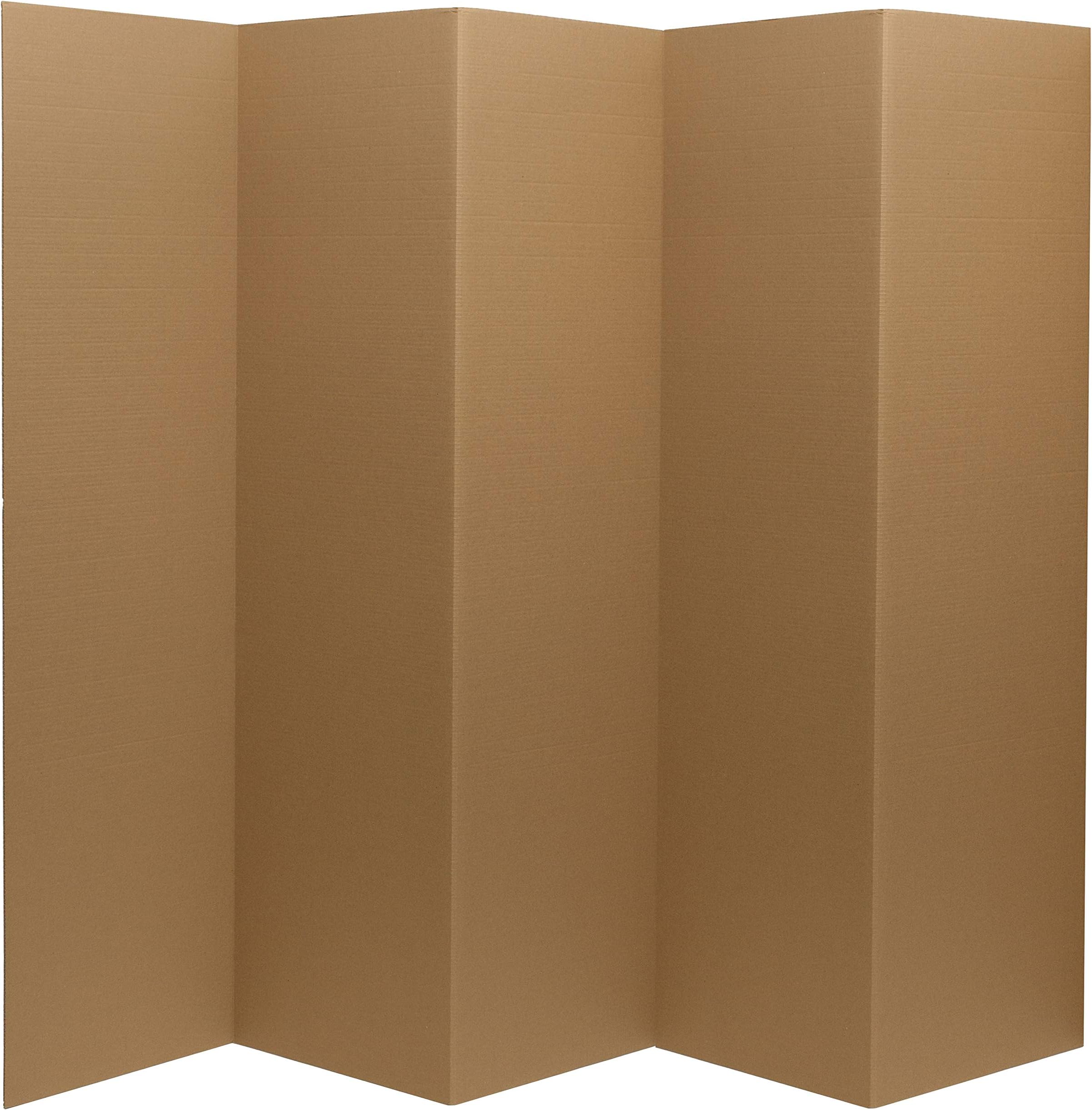 6 ft. Tall Brown Temporary Cardboard Folding Screen - 5 Panel