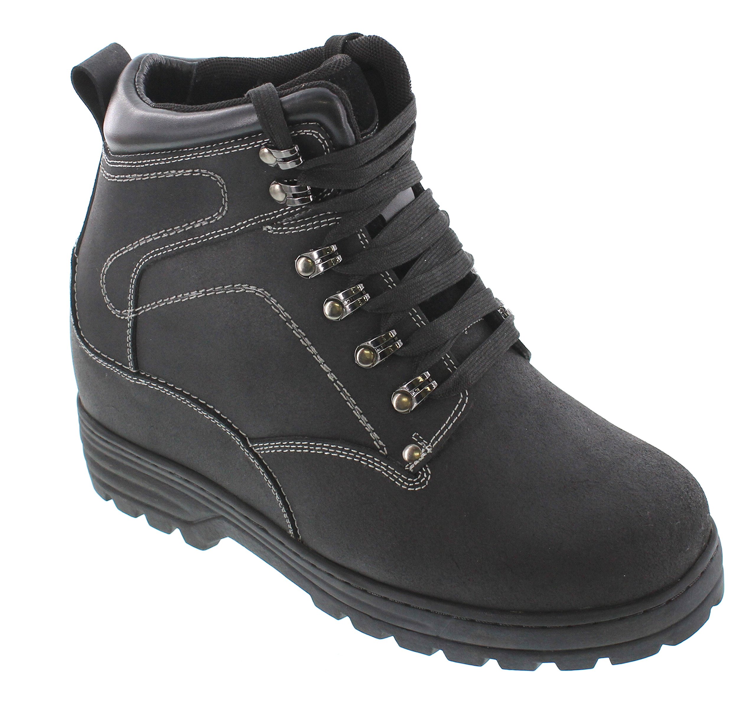 Sponsored Ad – K881802-5.2 Inches Taller - Height Increasing Elevator Shoes (Black Nubuck Boots)