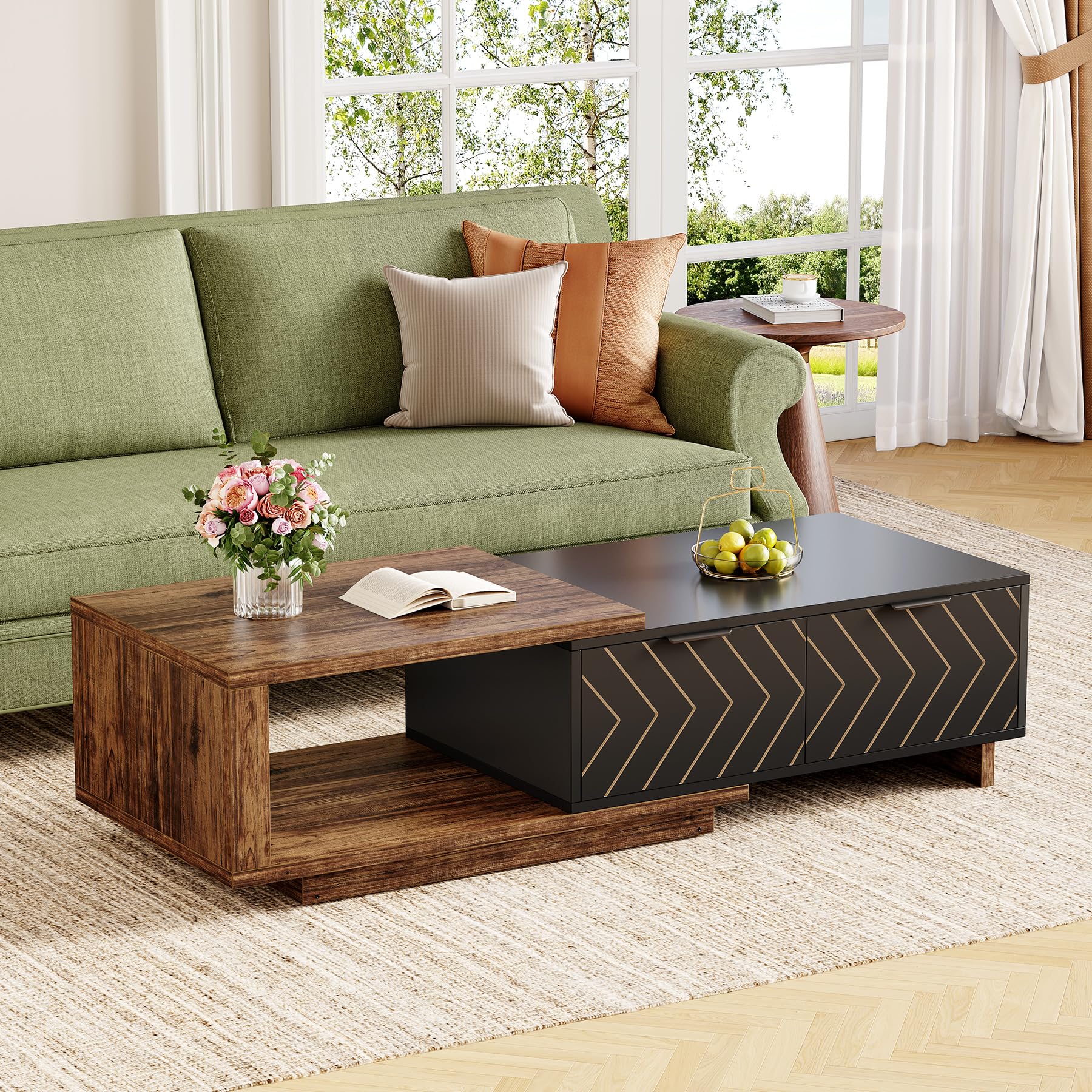 Amazon.com: LITTLE TREE Expandable Wooden Coffee Table with 2