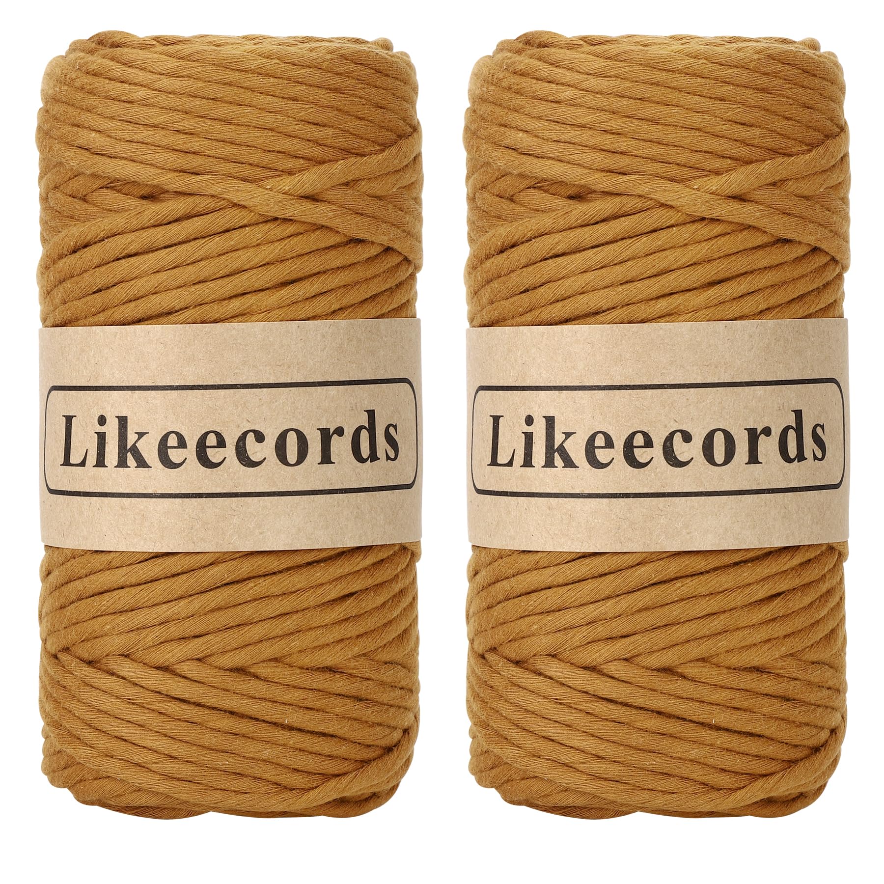 Cordon simple fil macramé Likeecords en coton ultra doux teinte caramel pour loisirs créatifs