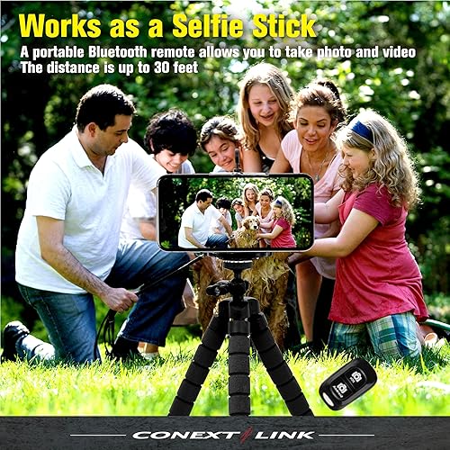 Miniatura 4 de Conext Link Soporte universal ajustable para teléfono con trípode de pulpo para cámara de iPhone (negro)