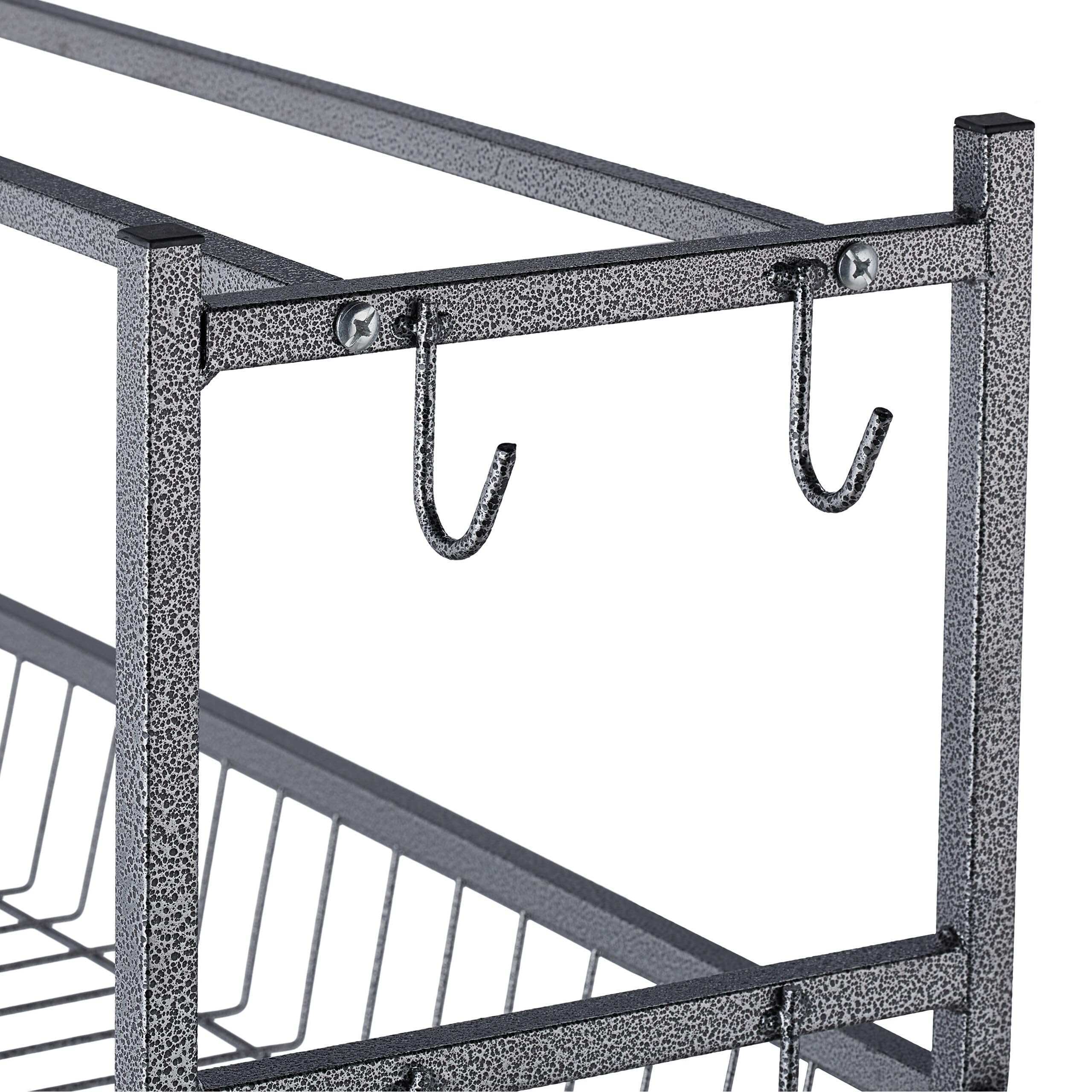 Relaxdays Almacenamiento Material Deportivo, Metal, Estantería para Utensilios Fitness y Pelotas, 111x118x42 cm, Gris