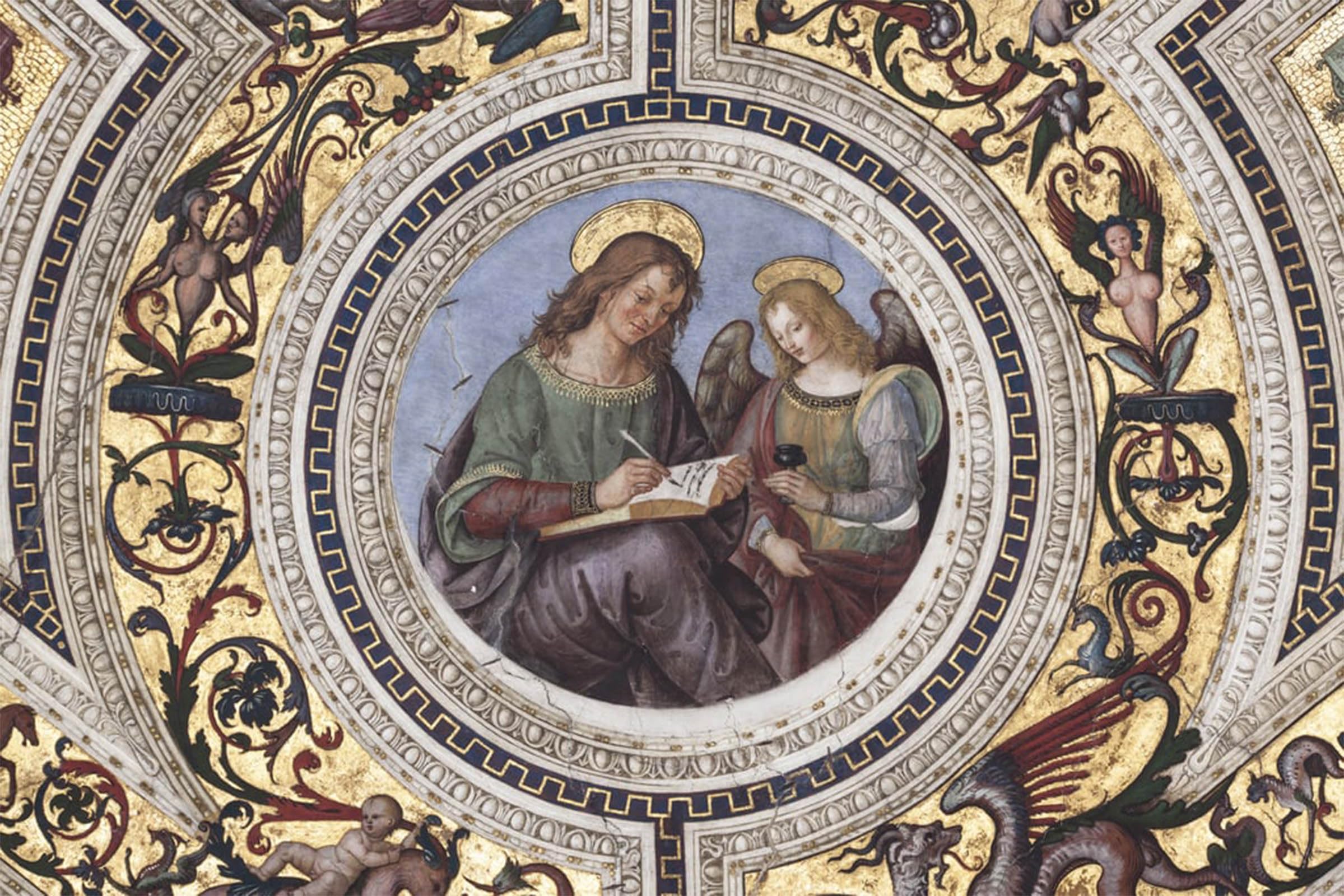 ARTXLXXBN Famous Prints Artwork Pictures Poster Painting Art Detail of the Four Evangelists by Bernardino Di Betto Pinturicchio Artwork Landscape Pictures for Home Decor 60x90cm