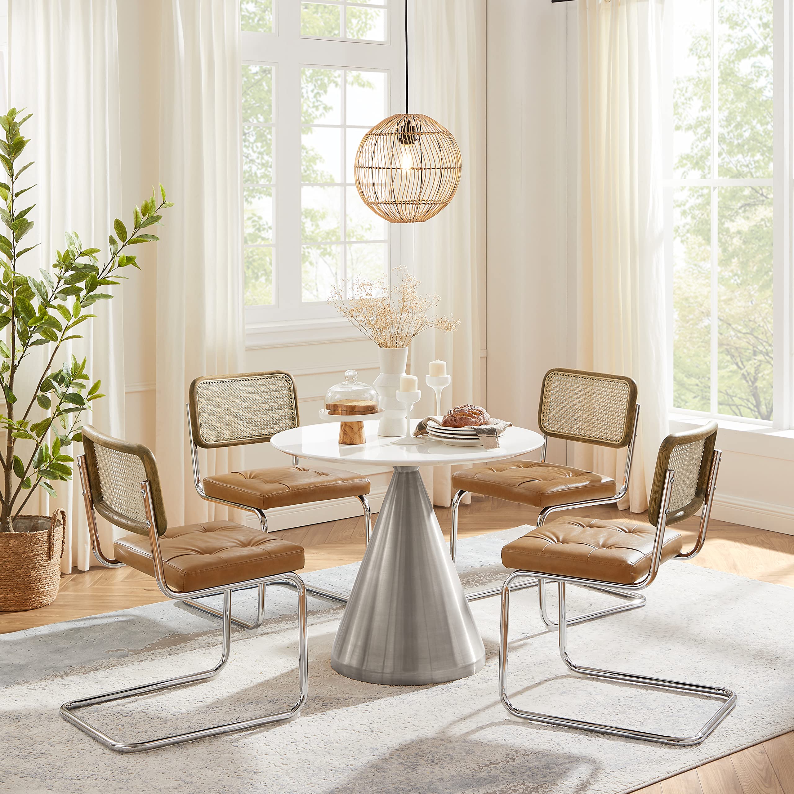 Buy Art Leon Dining Chairs Set of 4, Mid Century Modern Faux Leather