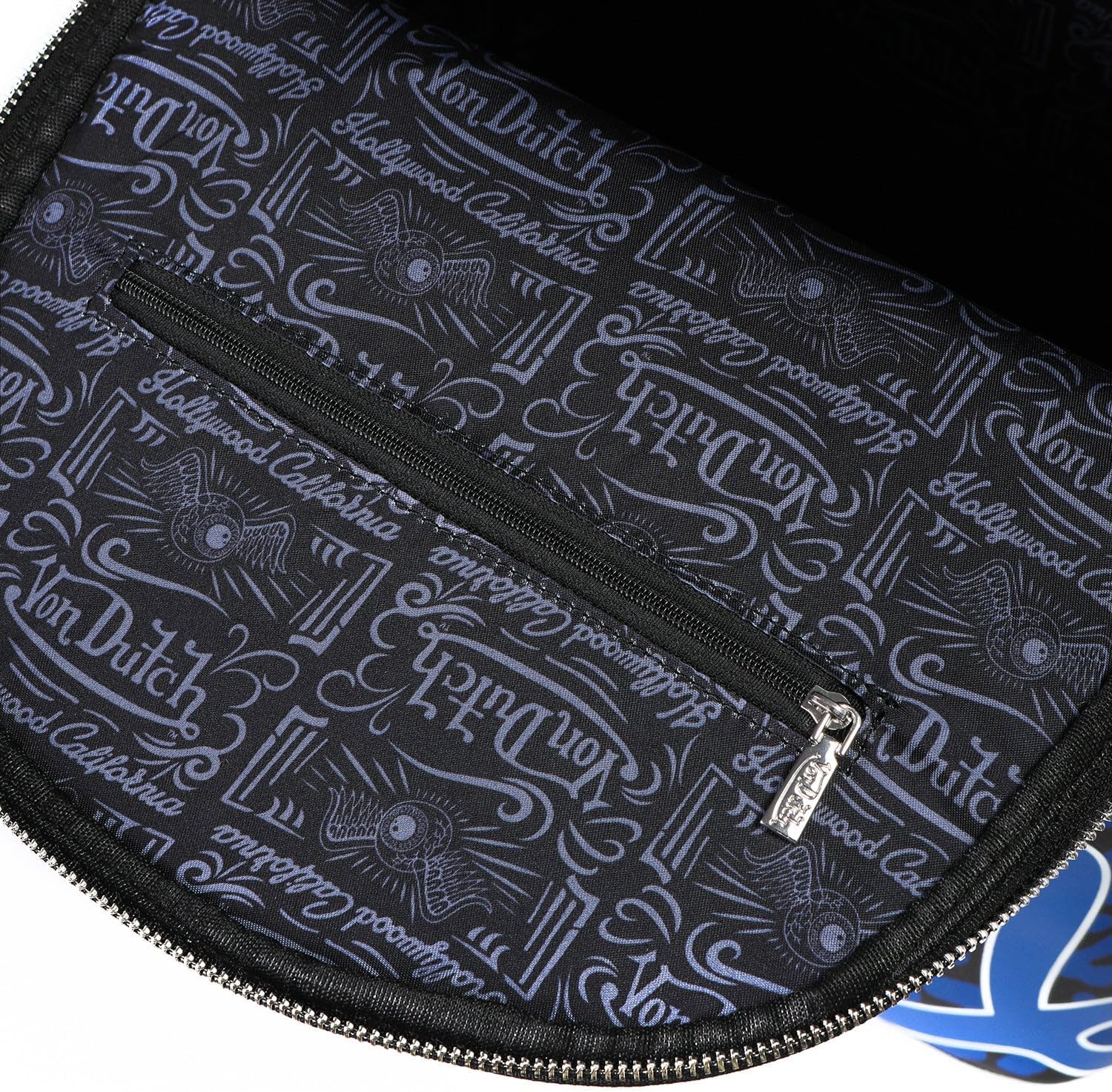 Von Dutch Medium Backpack – Stylish Multi?Purpose Backpack with Front Zip Pocket, Adjustable Straps, and Durable Design (Blue Cheetah)