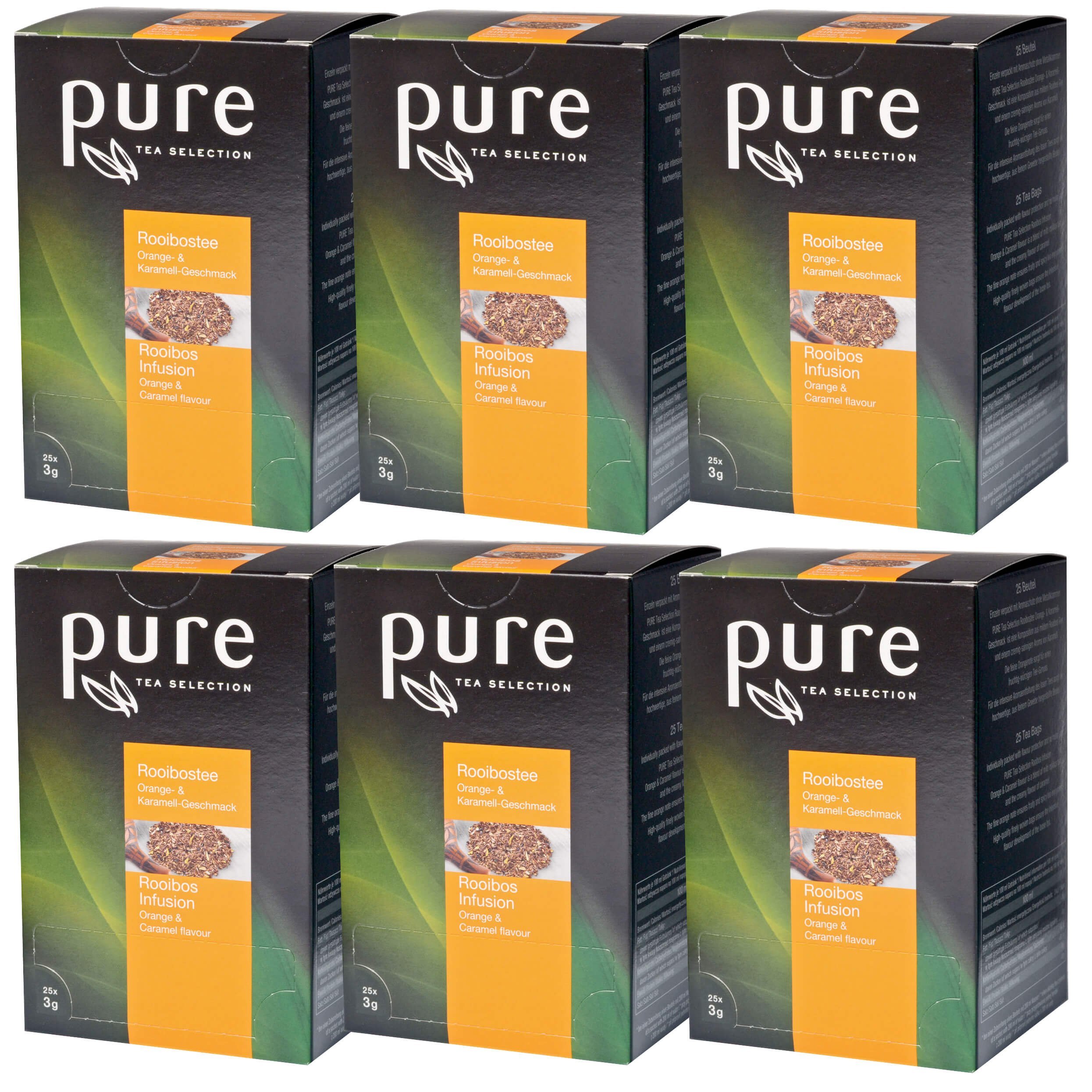 6 x Pure Tea Rooibos-Orange-Karamell 25 Portionen Rooibostee Aufgussbeutel Nylon Tchibo Tee