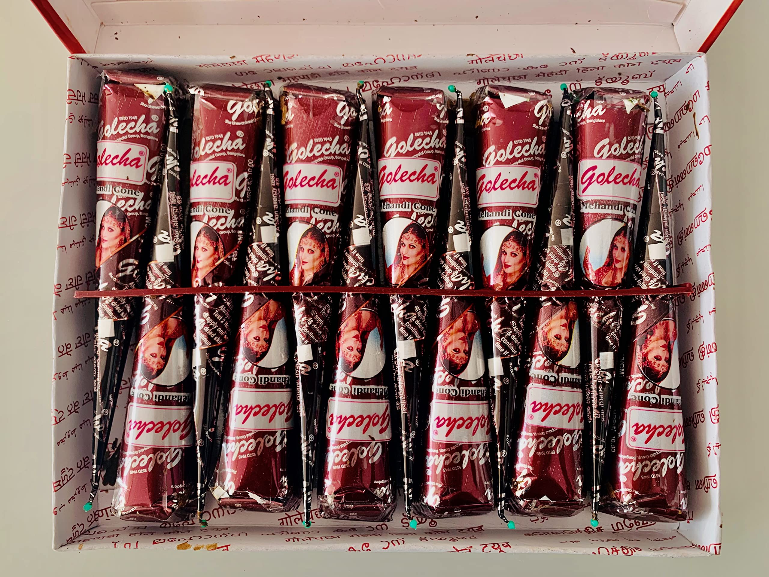 12 x pasta do henny stożek z olejkiem do tatuażu, sztuka ciała, pieg, henna, wieczór, wesele, czerwono-brązowe, nowe małe India w Niemczech