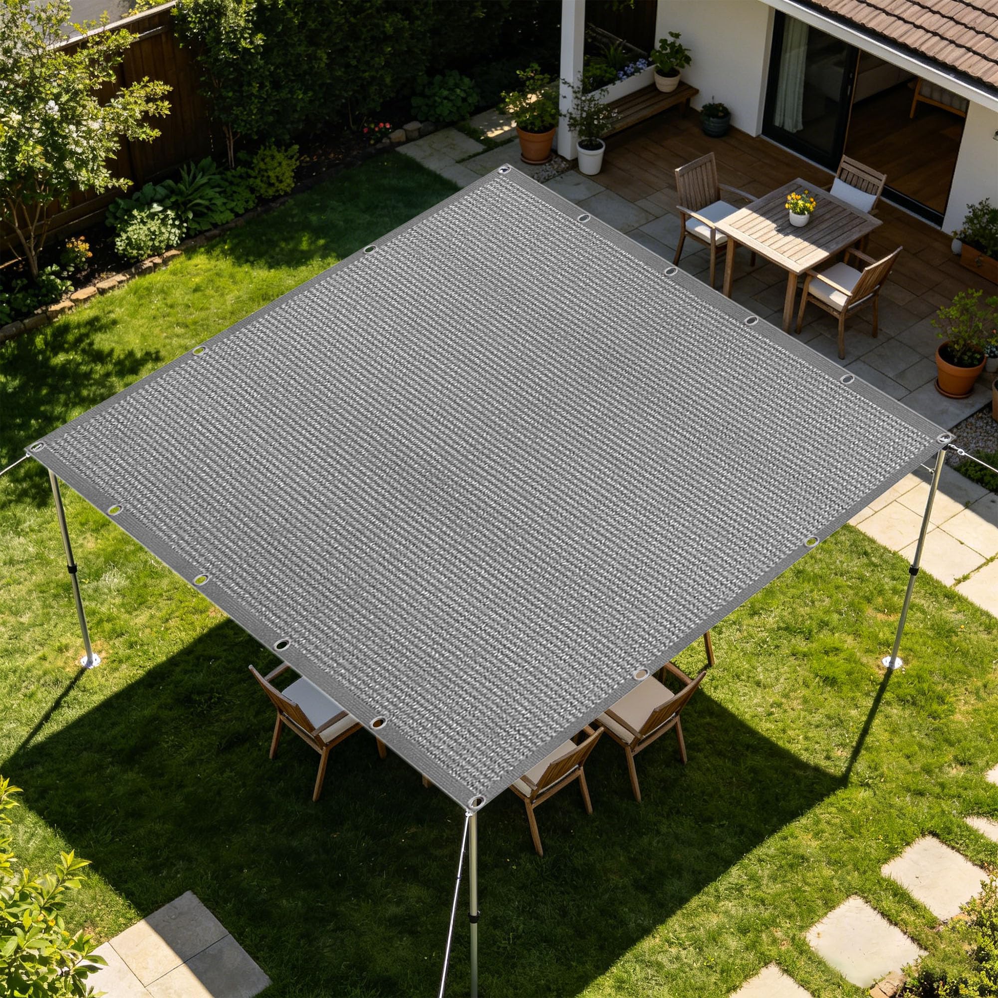 Filet d'ombrage 2.9x2.9 m gris clair perméable pour pergola et jardin