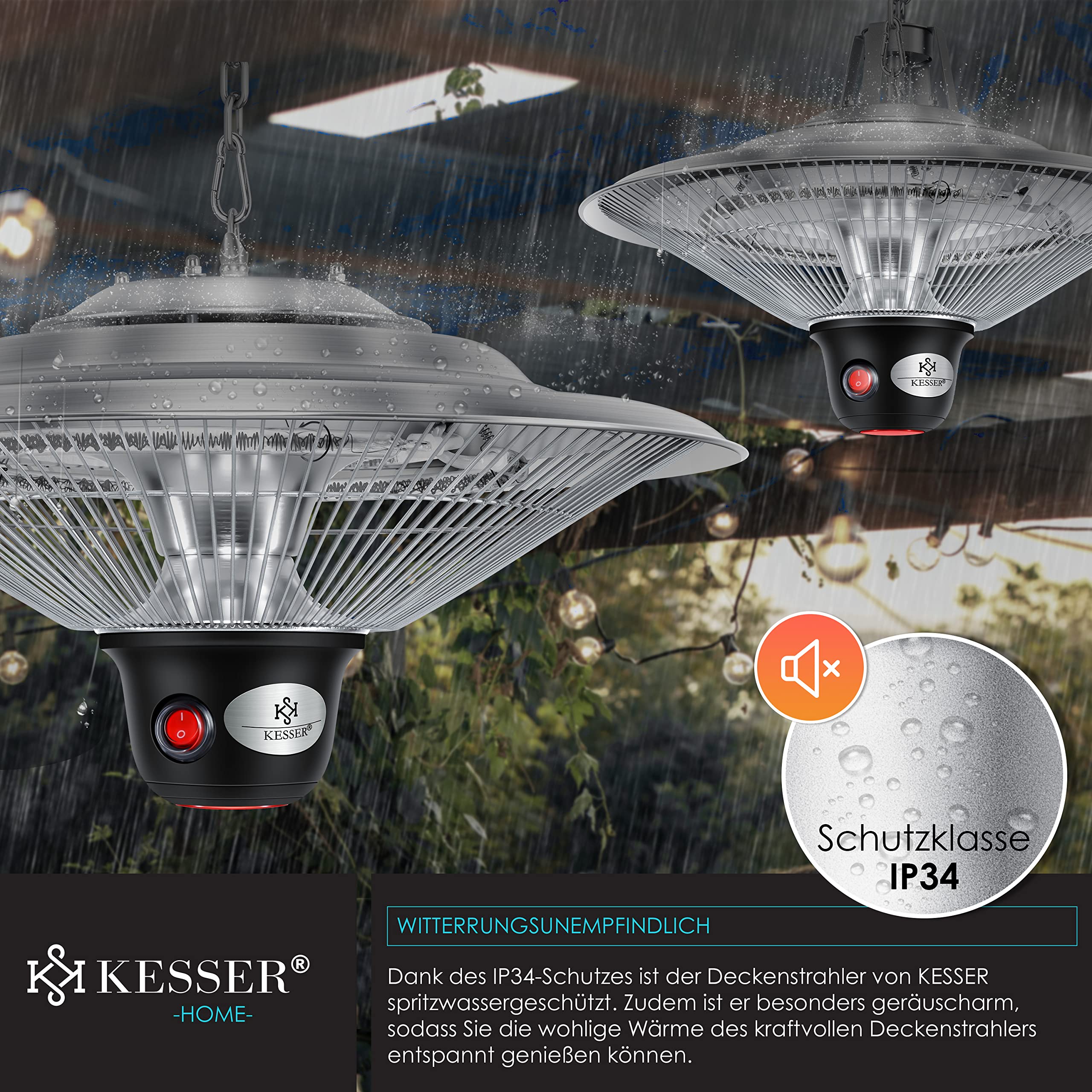 Riscaldatore A Infrarossi Kesser 2500W - Per Esterni, Patio, Garage, Con 3 Livelli Di Potenza - Foto 5