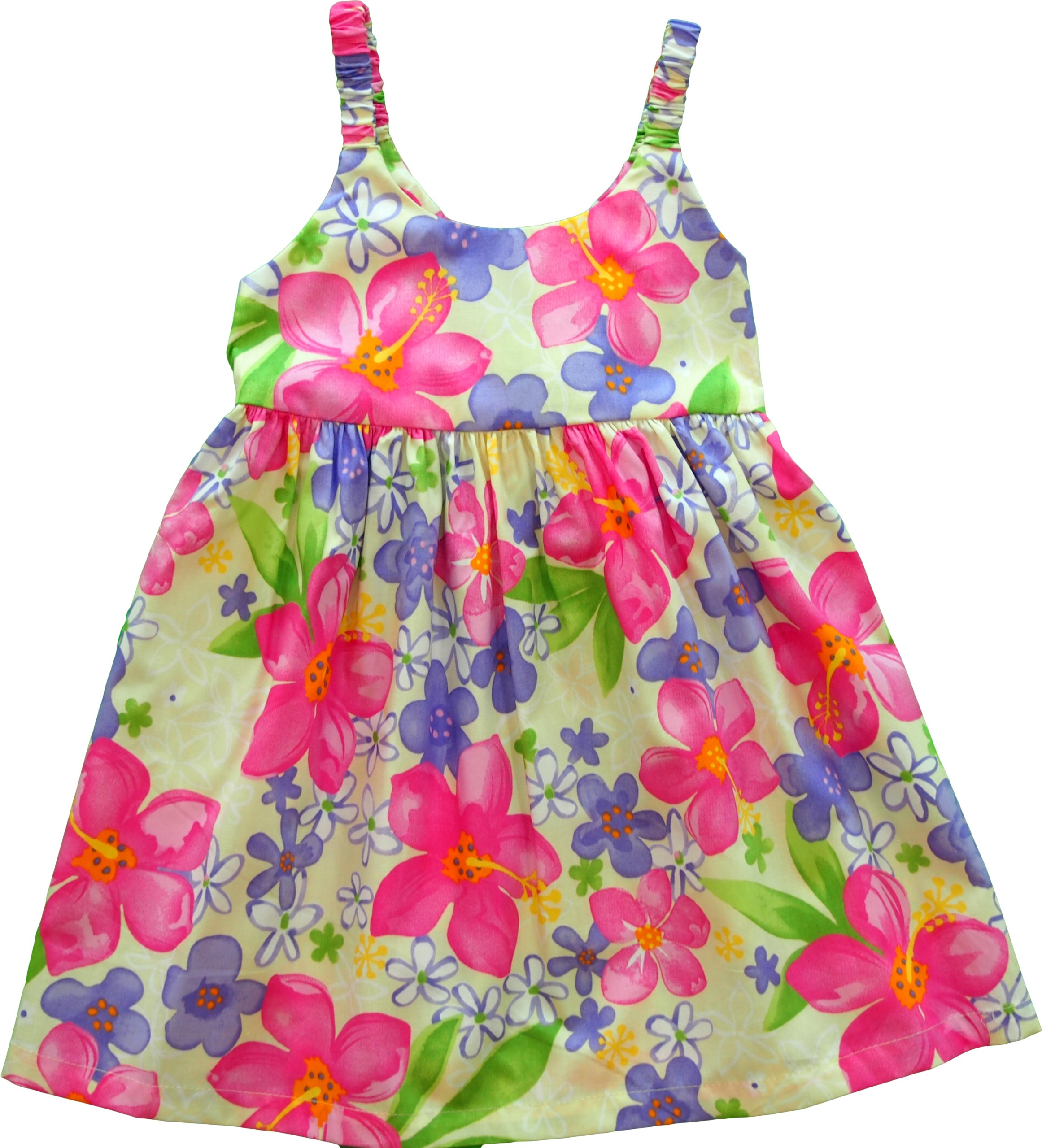 RJC Girls Watercolor Hibiscus Bungee Dress 2pc Set Beige 24 Months