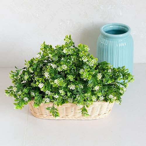 Miniatura 4 de Arbustos artificiales, plantas de plástico, simulación de hierba de frijol, arbustos verdes, hojas sintéticas, para exteriores, jardín, interior,