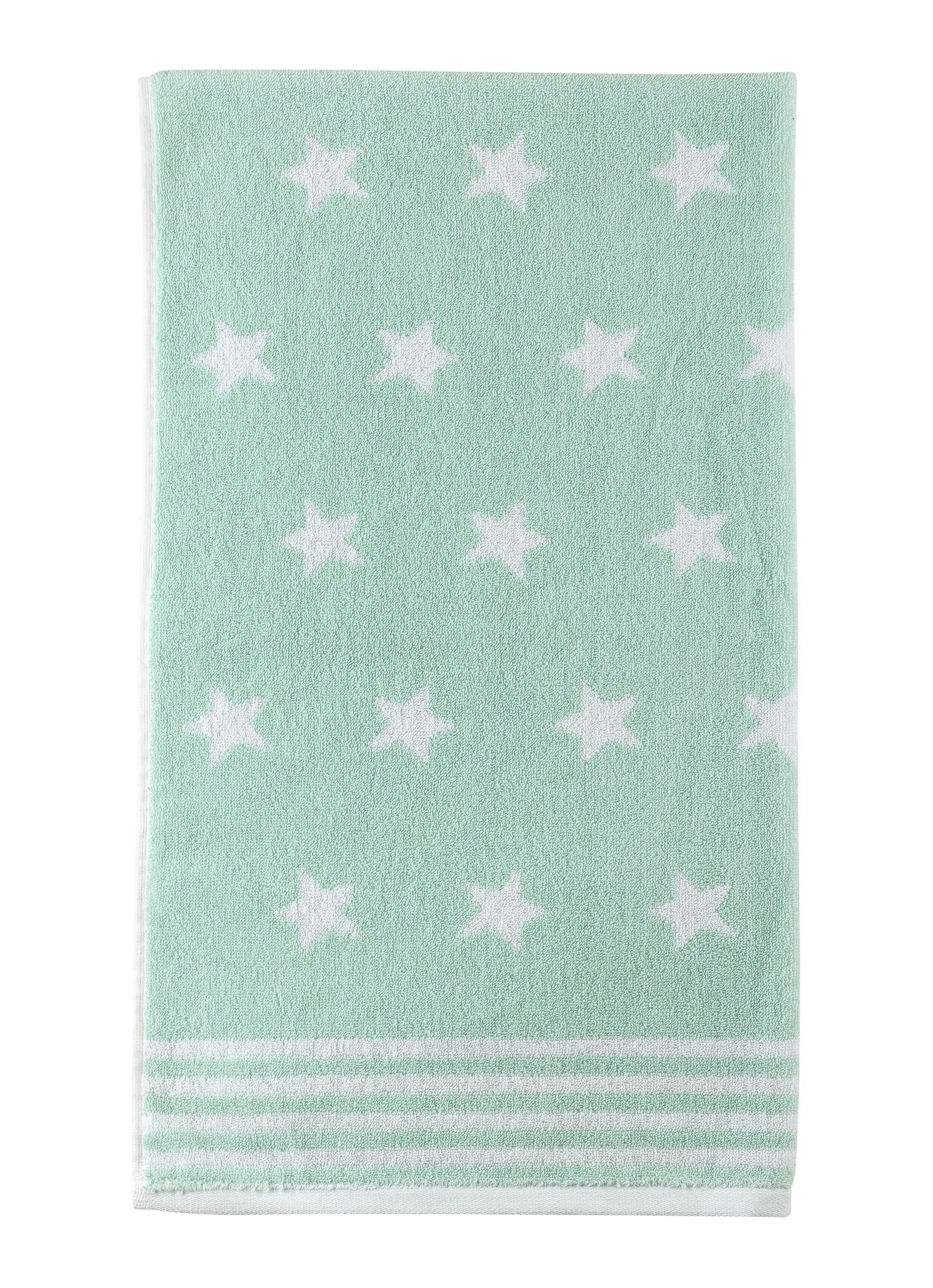 La Maison Jacquard Stars 100% Cotton 500GSM Luxury Hand Towel Bath Towel Super Soft Highly Absorbent Everyday Use (70cm x 120cm Bath Towel, Mint)