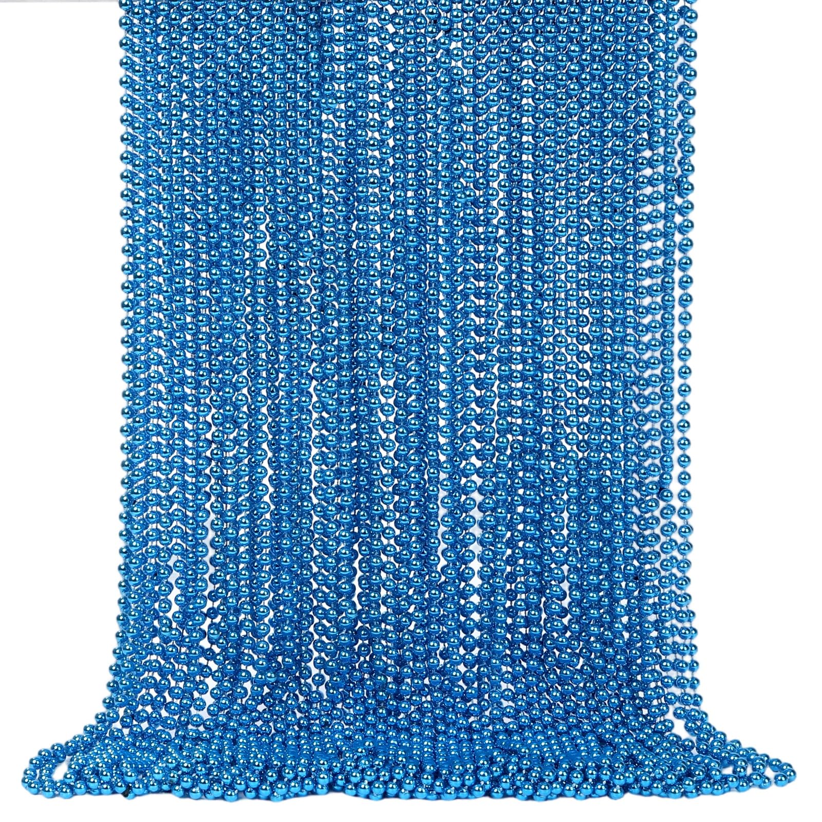 Colliers perles bleus Mardi Gras en plastique lot de 48 de 83 cm