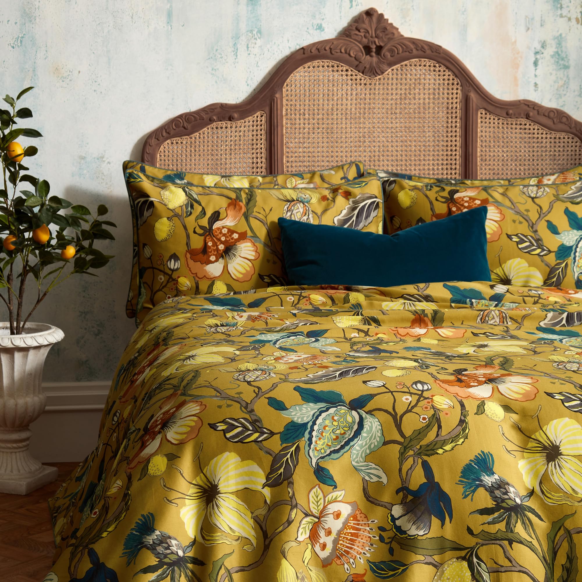 EW by Edinburgh Weavers King Duvet Cover Set - Cotton Sateen - Ochre