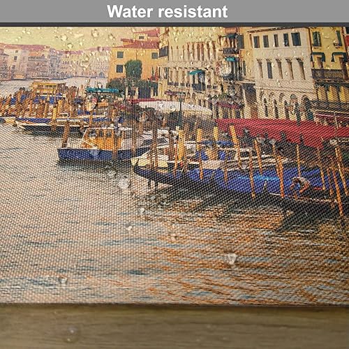 Miniatura 6 de Ambesonne Juego de 4 manteles individuales con diseño de paisaje italiano de la ciudad de Venecia con casas antiguas, góndolas y picos, manteles