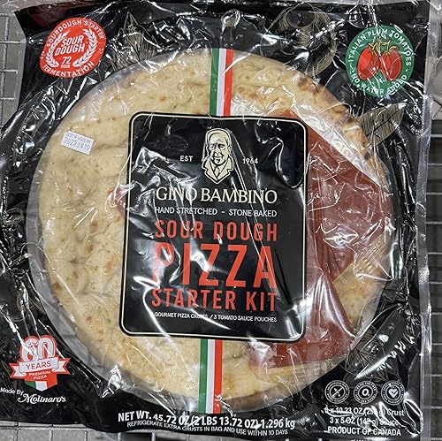 Kit de inicio de pizza de masa madre, estirada a mano horneada, 3 cortezas con salsa, 45.72 onzas