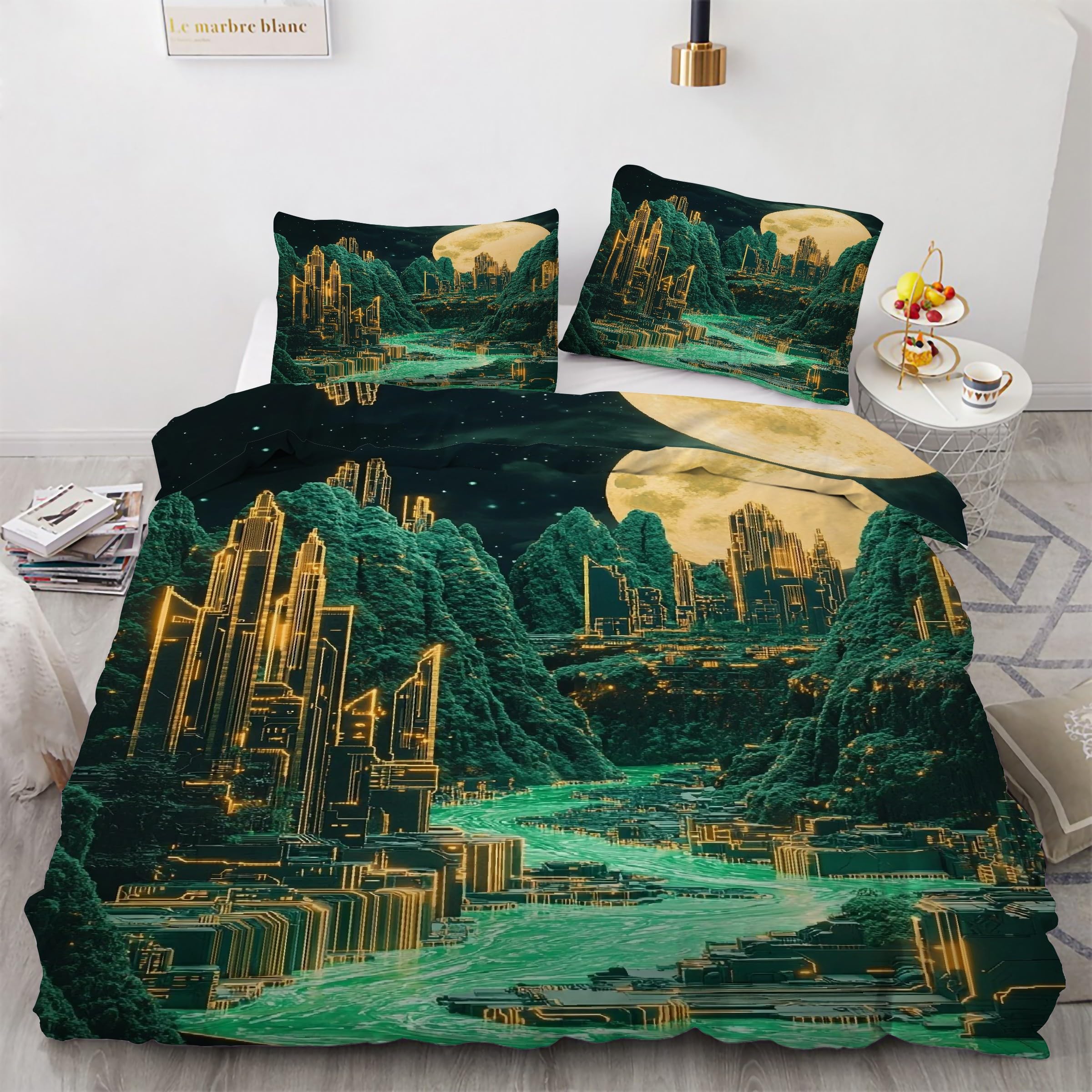Parure de lit 160x200 montagnes hypoallergénique et facile à repasser