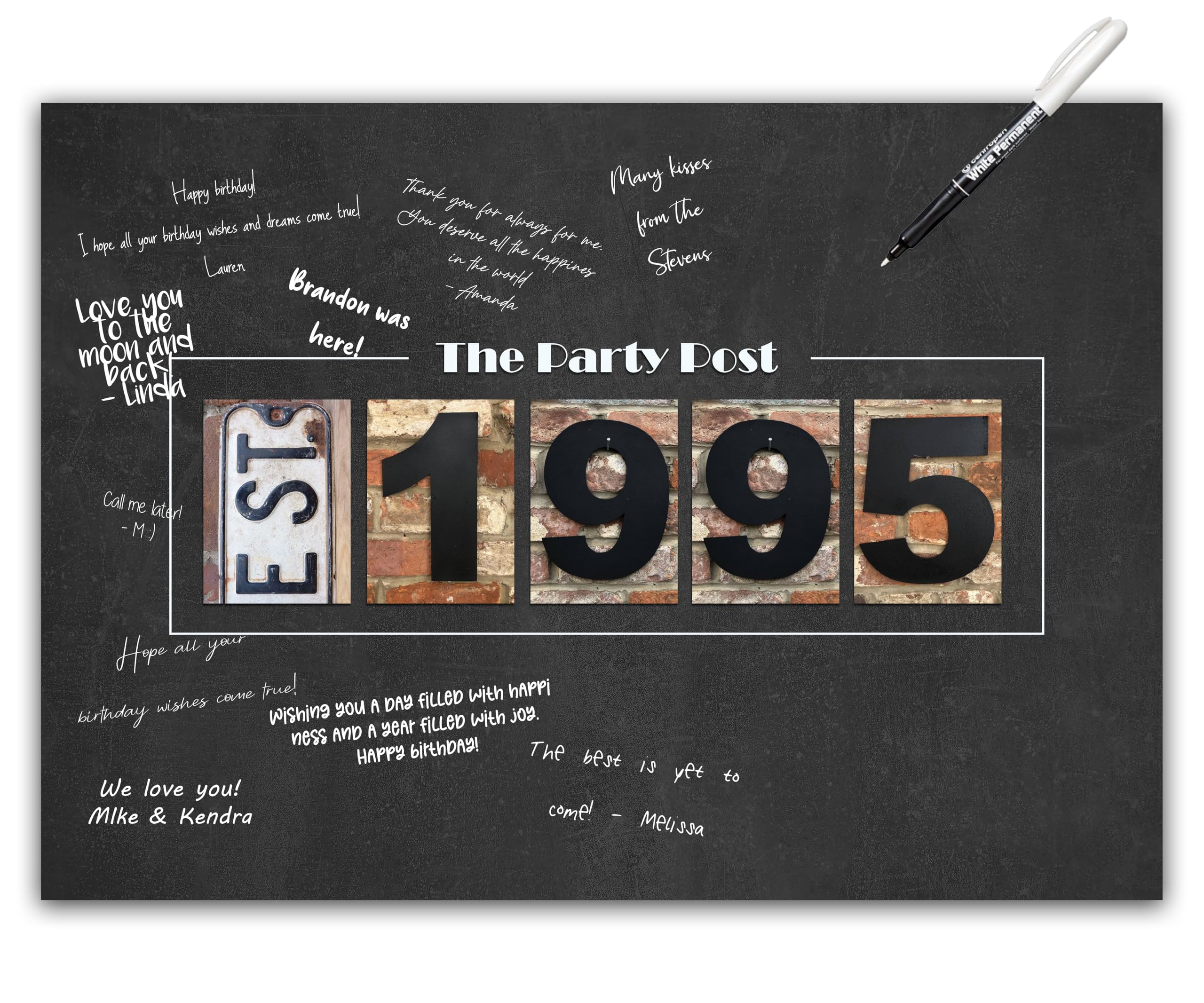 The Party Post Women's Est. 1995 31St Birthday Party Decorations - Chalkboard Guest Book Alternative Poster. A3 Party Sign For Him Or Her Turning 31 Years Old Signing Board For Or Men. Rustic 1995 Wall Art Banner For Wishes