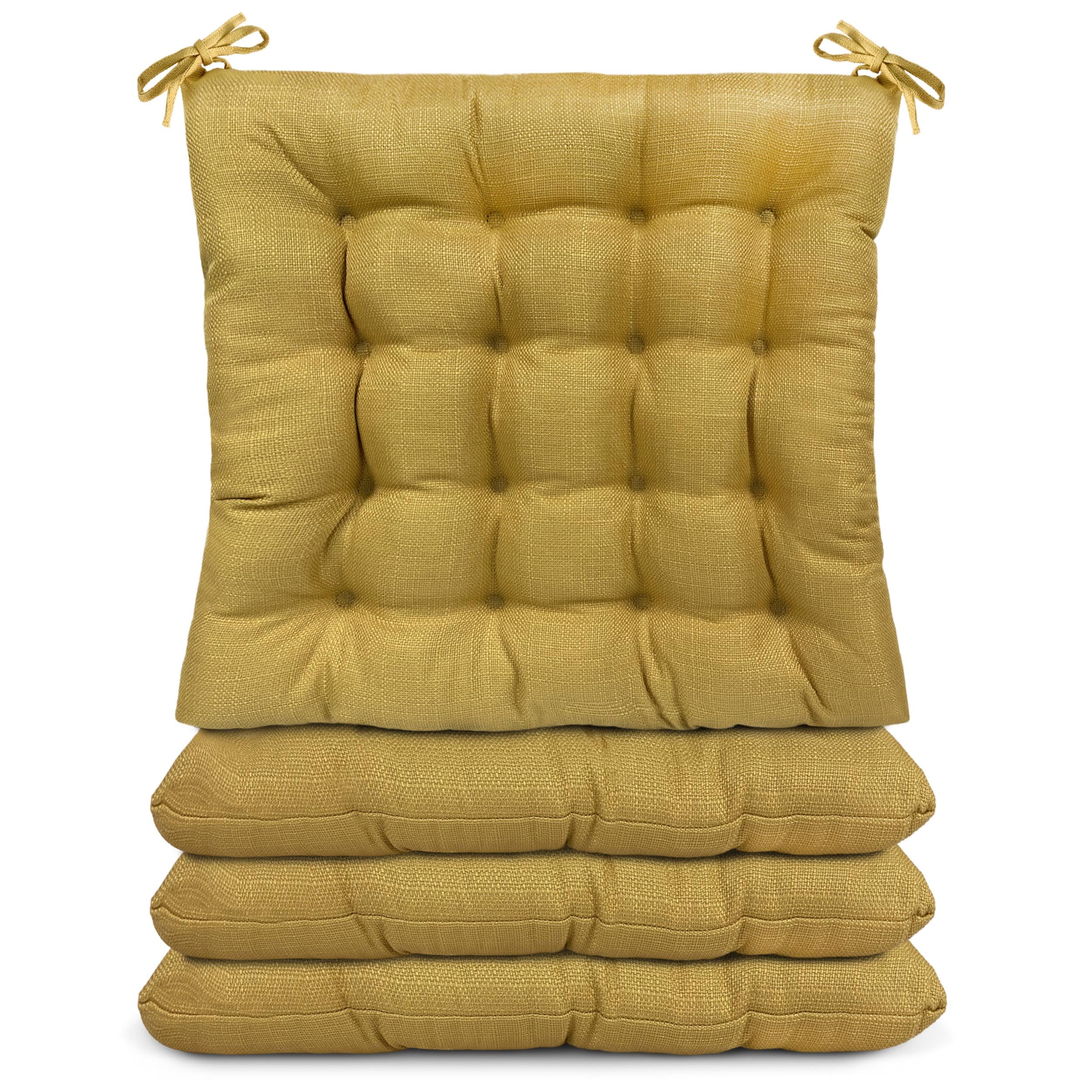 TIENDA EURASIA - Cojines para Sillas, Pack de 4 Unidades, Medida 40 x 40 x 5 cm, Cojín de Asiento de Relleno de Fibra Acolchada, Colores Pastel, Ideal para Cocinas, Comedores, Terrazas (Amarillo)