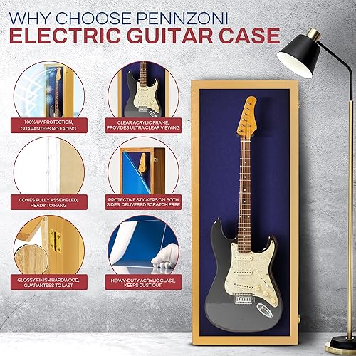 Miniatura 173 de PENNZONI Vitrina para guitarra eléctrica, estuche acrílico para guitarra eléctrica, soporte de pared, estuche de pared para guitarra hecha de marco