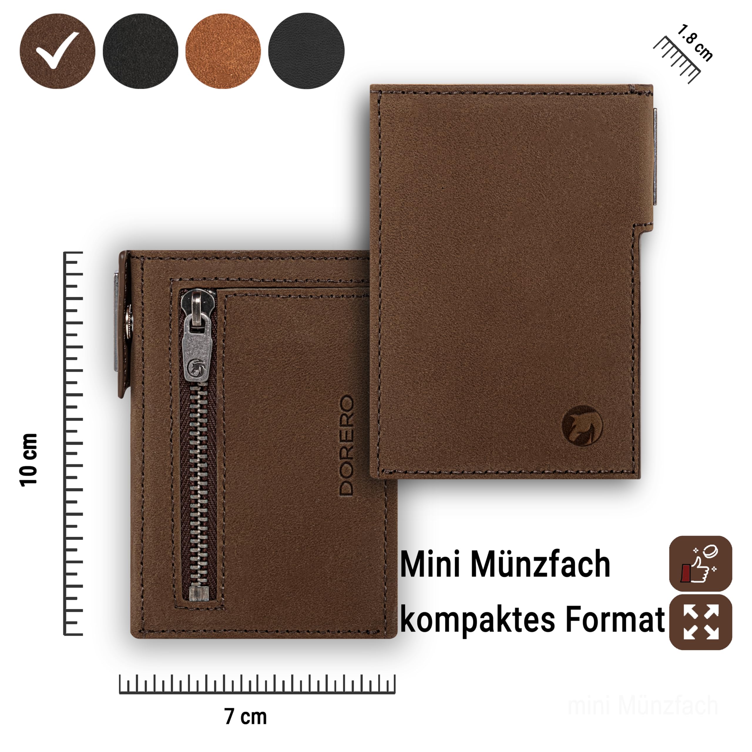 Slim Wallet - Mini Geldbörse Herren & Damen klein - RFID Schutz - Herren Geldbeutel mit Münzfach Portemonnaie - Kreditkartenetui für bis zu 11 Karten (Vintage Braun)