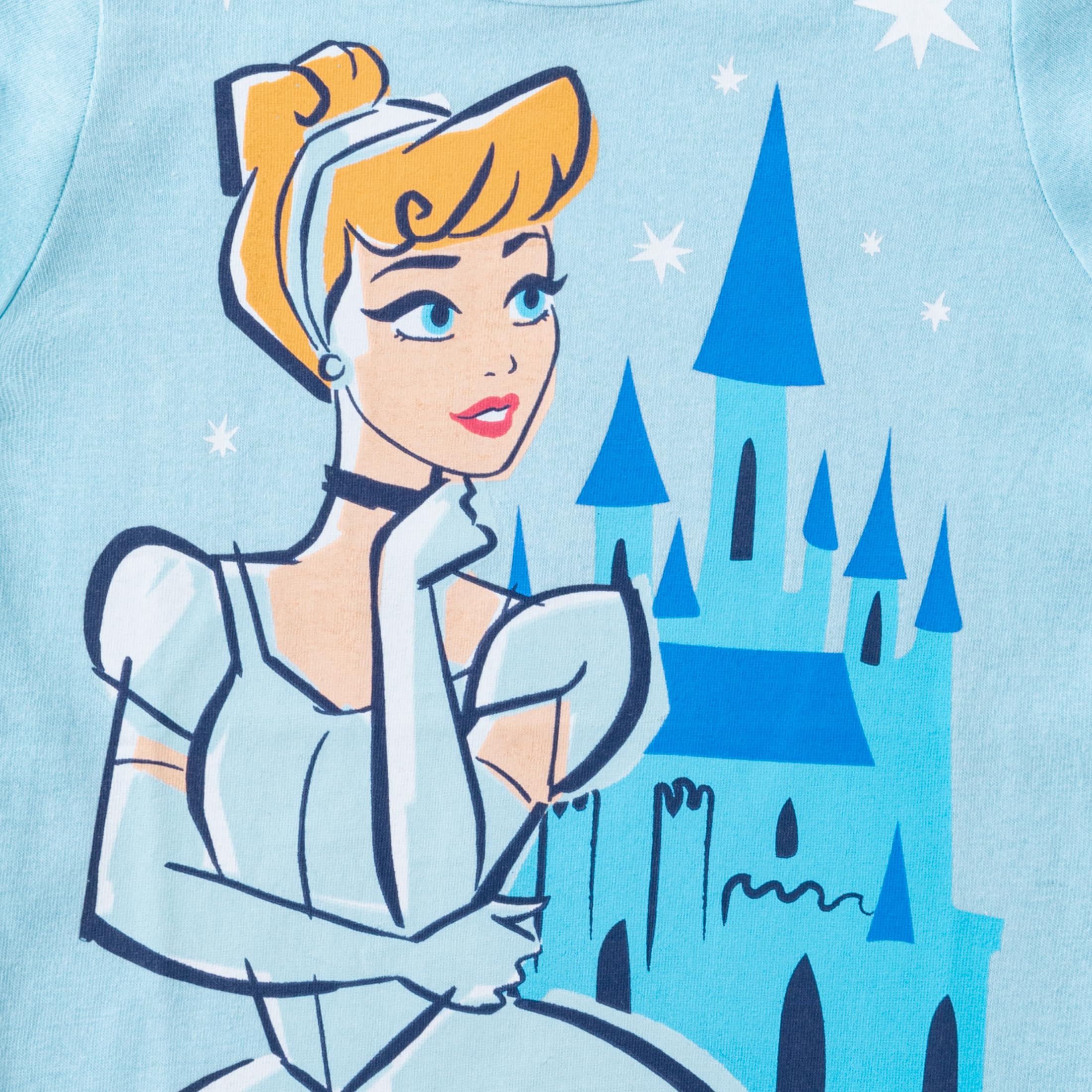 Disney Princesa Ariel, Cenicienta, Belle, Camiseta de manga corta para niñas pequeñas y grandes