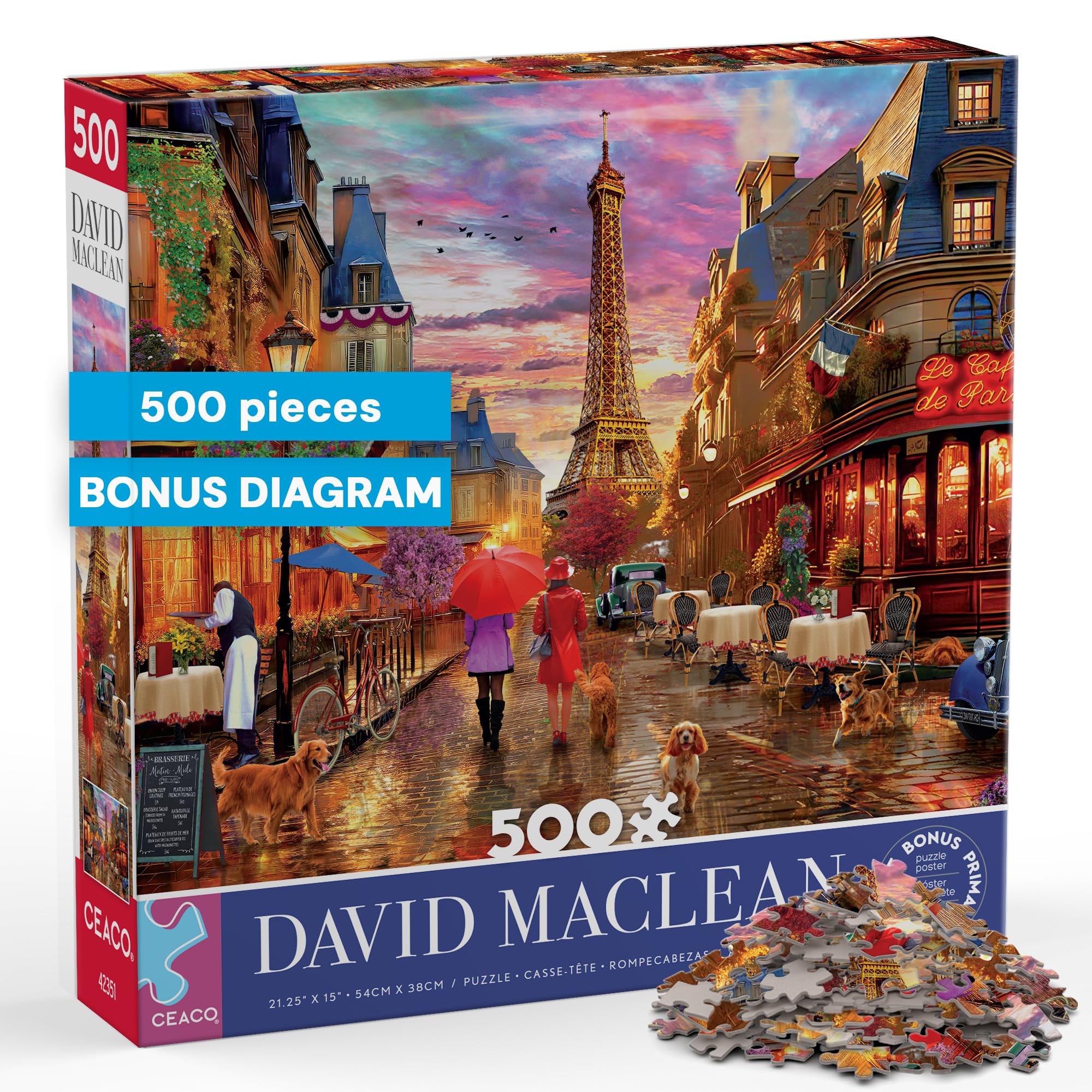 Amazon.com: Ceaco – Paris in the Rain 500 Piece Jigsaw Puzzle by