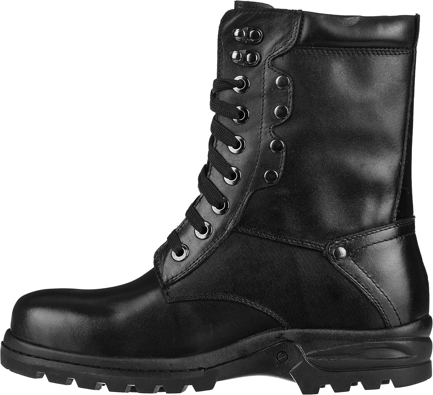 Calden Men's Invisible Height Increasing Elevator Shoes - Black Leather Lace-up High-top Military Boots - 3.1 Inches Taller - K512666 - Size 10 D(M) US