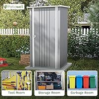 Vista 5 de Patiowell - Cobertizo de almacenamiento al aire libre de 3 x 3 pies, pequeño cobertizo de almacenamiento de herramientas de jardín con techo