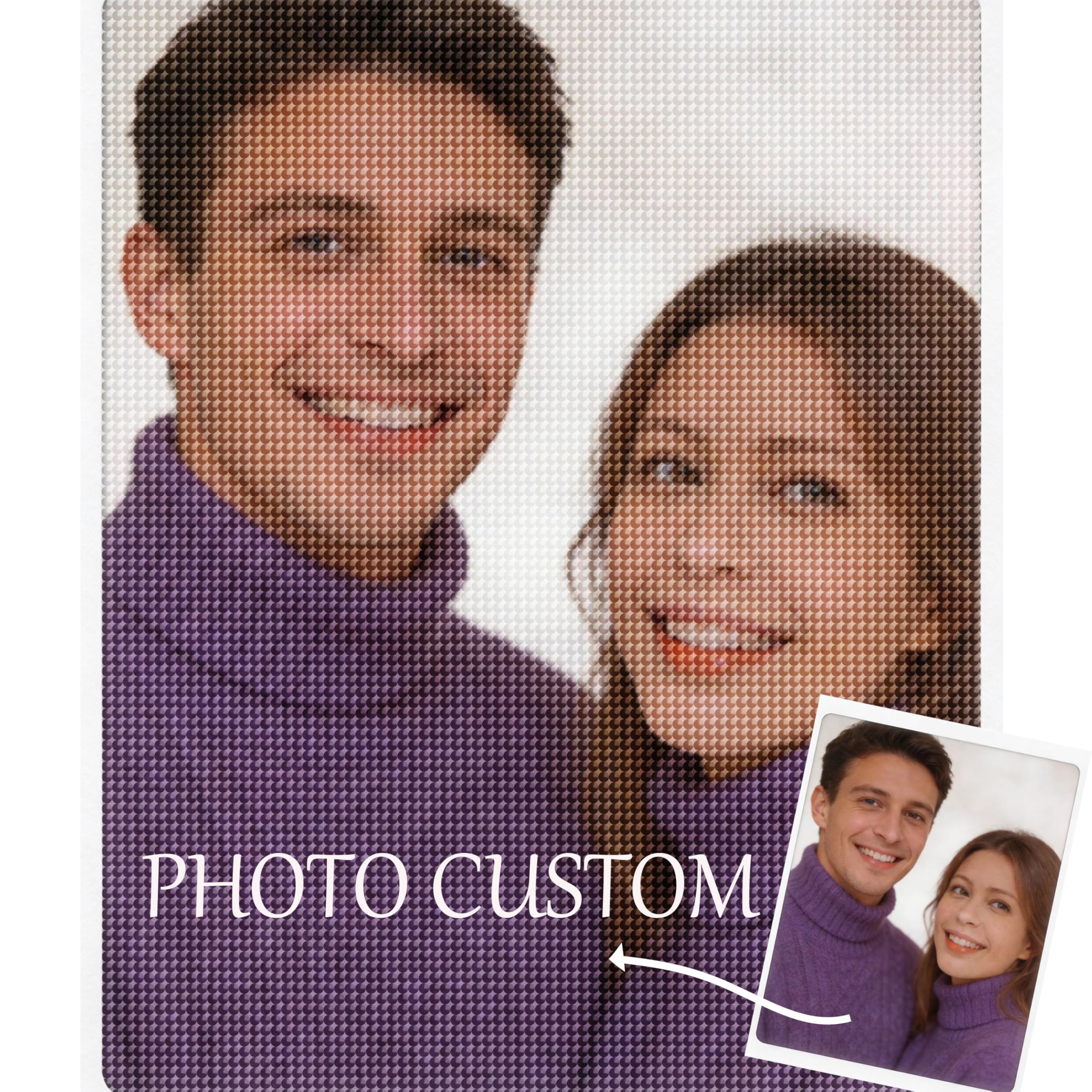 Vennliebe Personalised Diamond Art Kits for Adults - 5D Custom Photo Painting, Full Drill DIY Canvas Decor,Unique Gift,Multiple Size Options (50×60cm)
